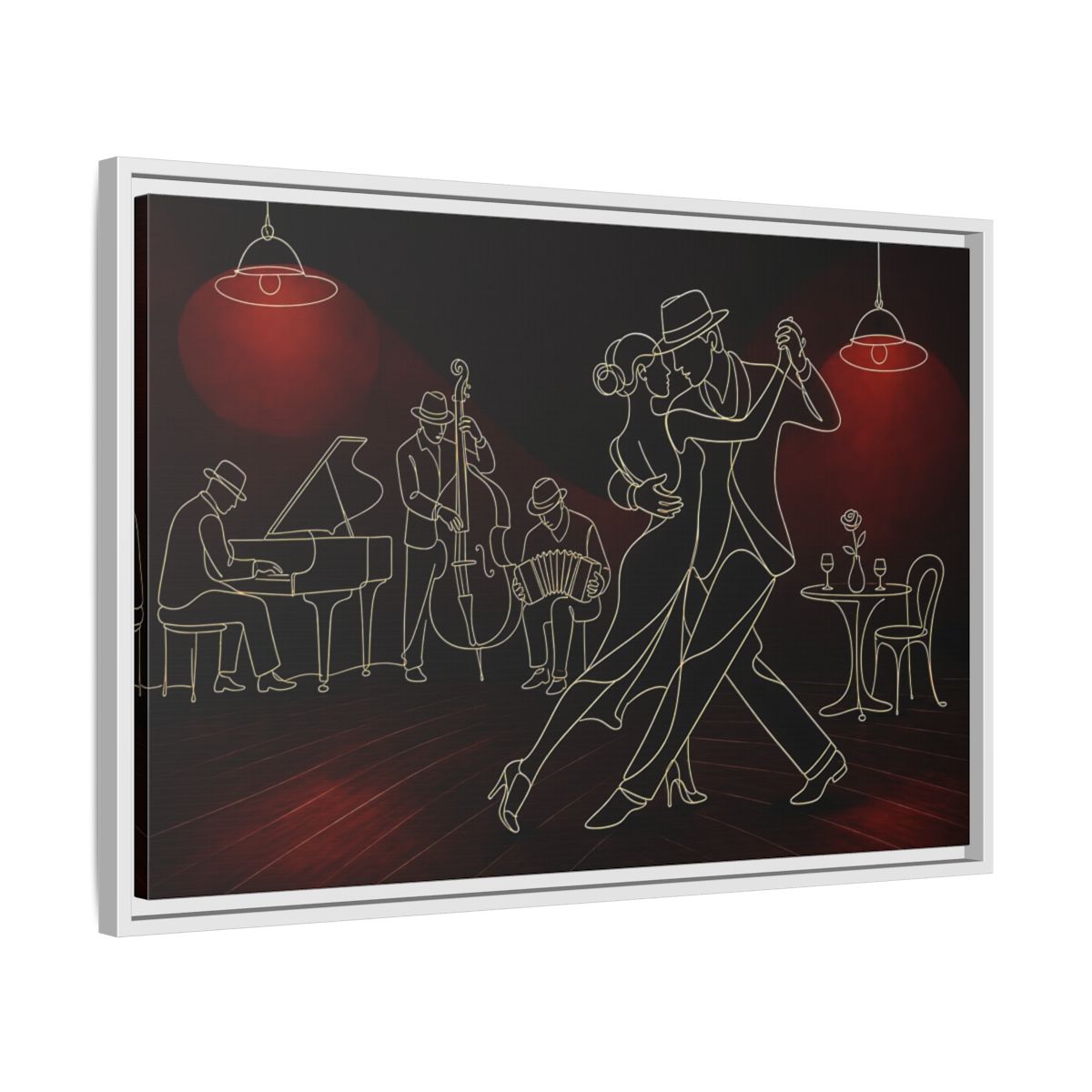 Side Mockup 10. Midnight Tango Romance shown as framed canvas print