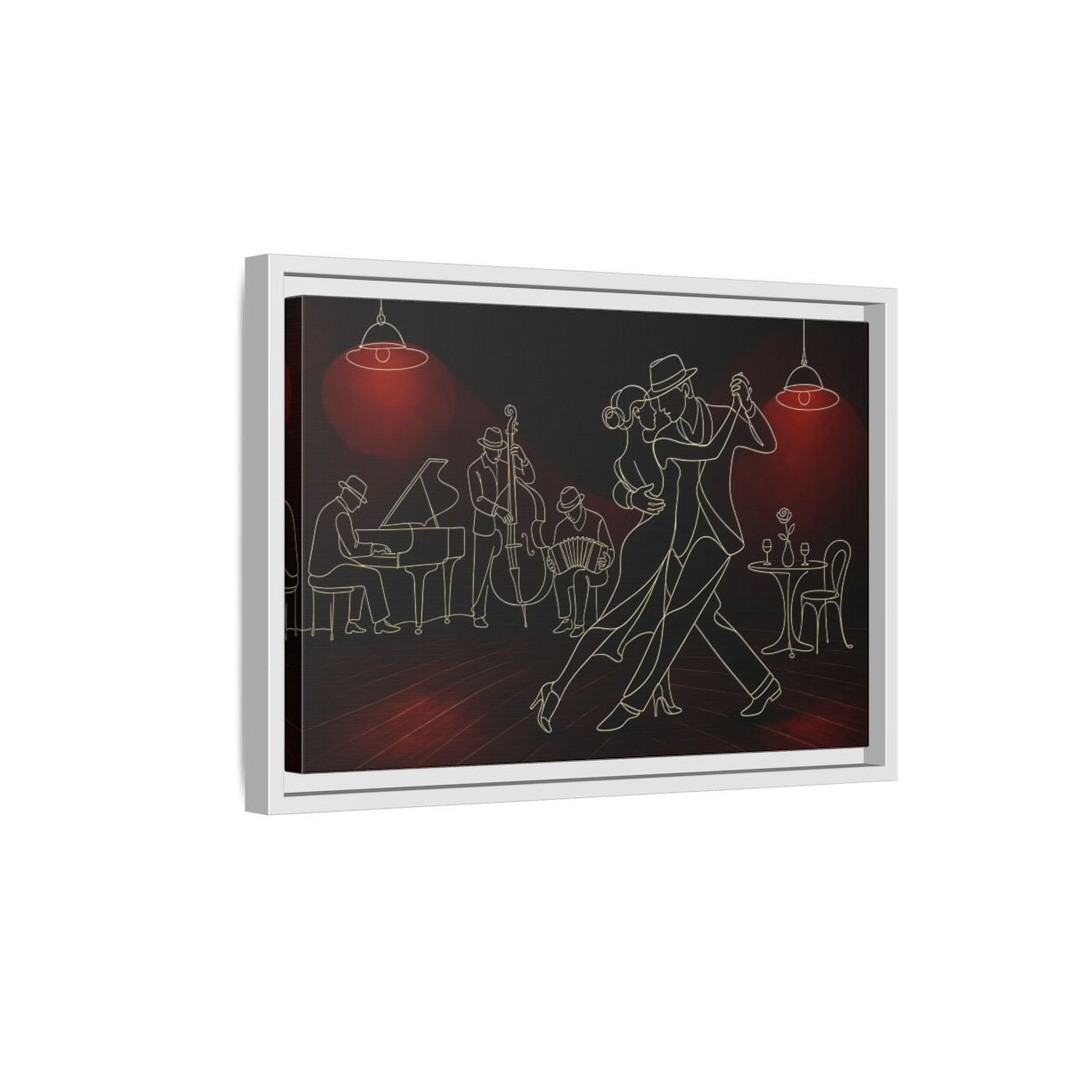 Side Mockup 4. Midnight Tango Romance shown as framed canvas print