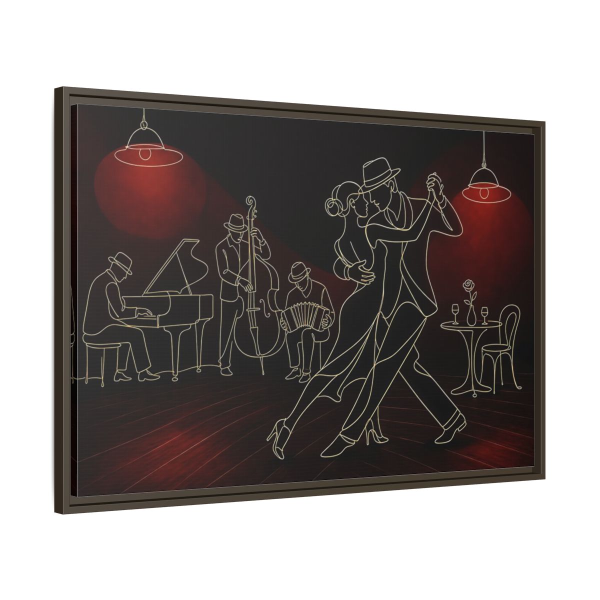 Main Mockup. Midnight Tango Romance shown as framed canvas print