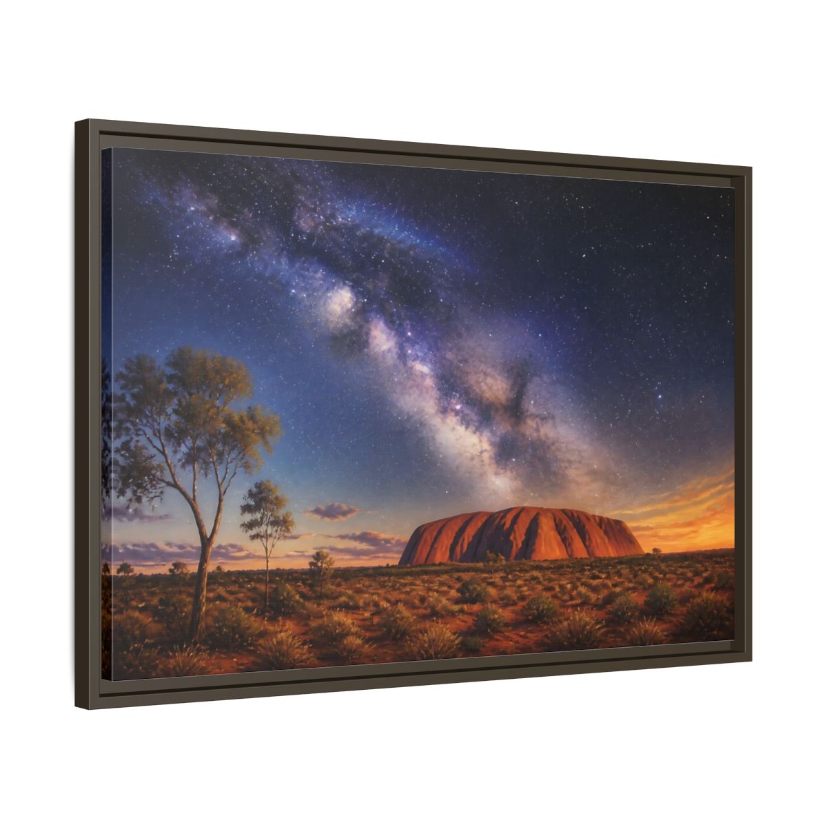 Side Mockup 11. Milky Way Above Uluru shown as framed canvas print