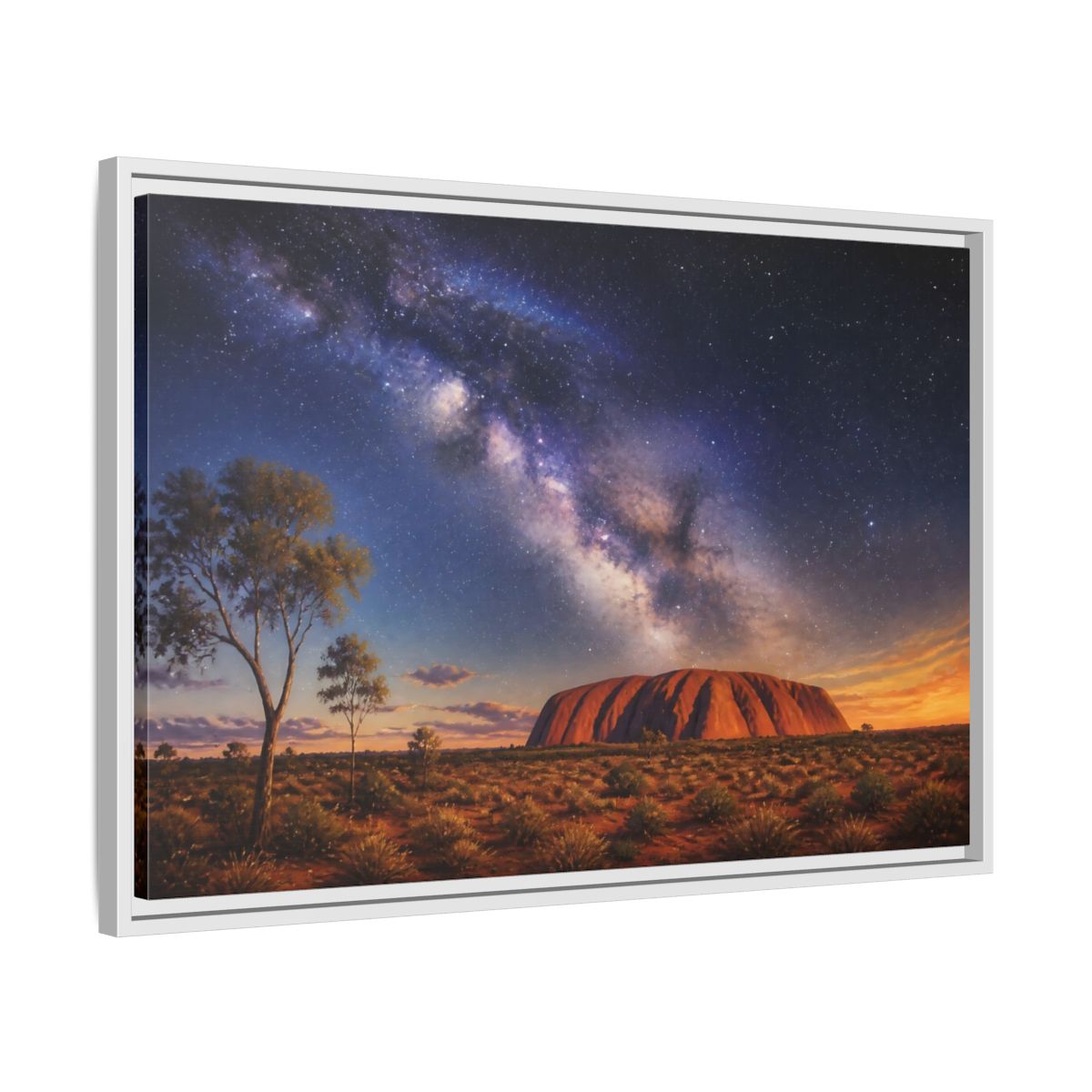 Side Mockup 10. Milky Way Above Uluru shown as framed canvas print