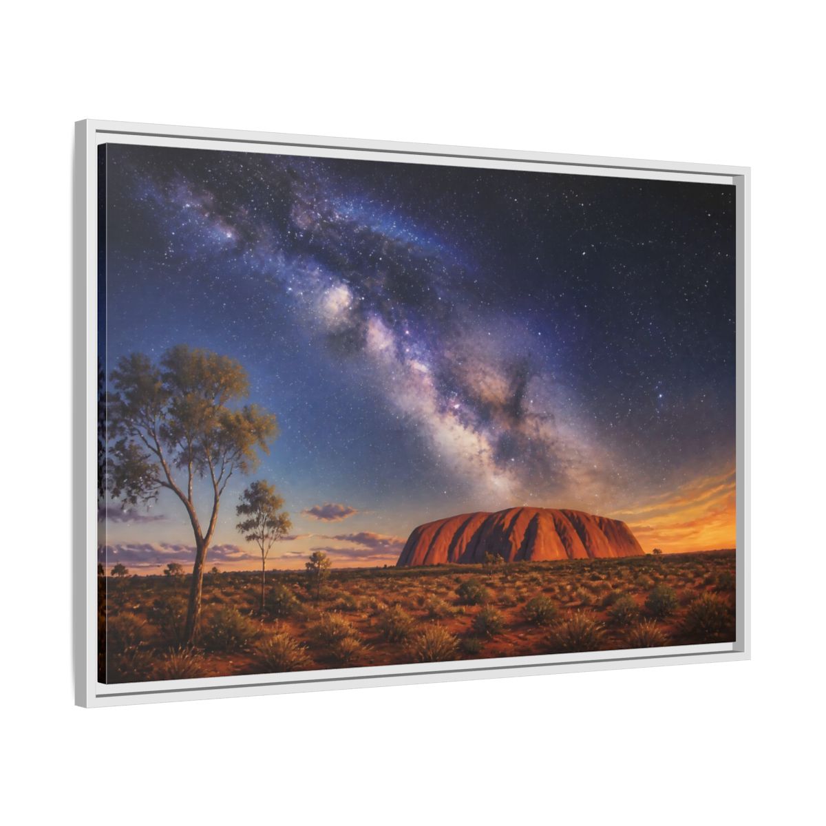 Side Mockup 9. Milky Way Above Uluru shown as framed canvas print