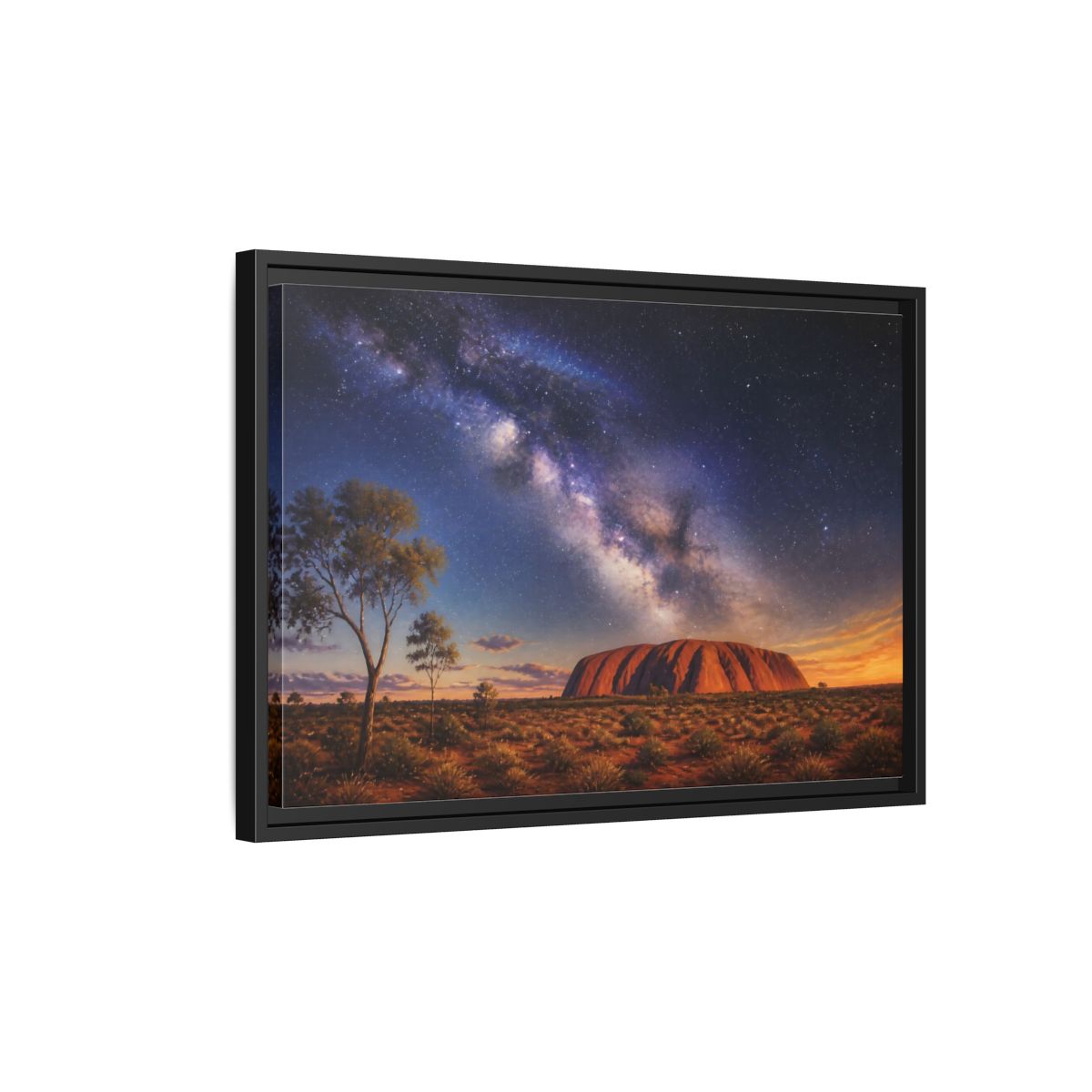 Side Mockup 3. Milky Way Above Uluru shown as framed canvas print
