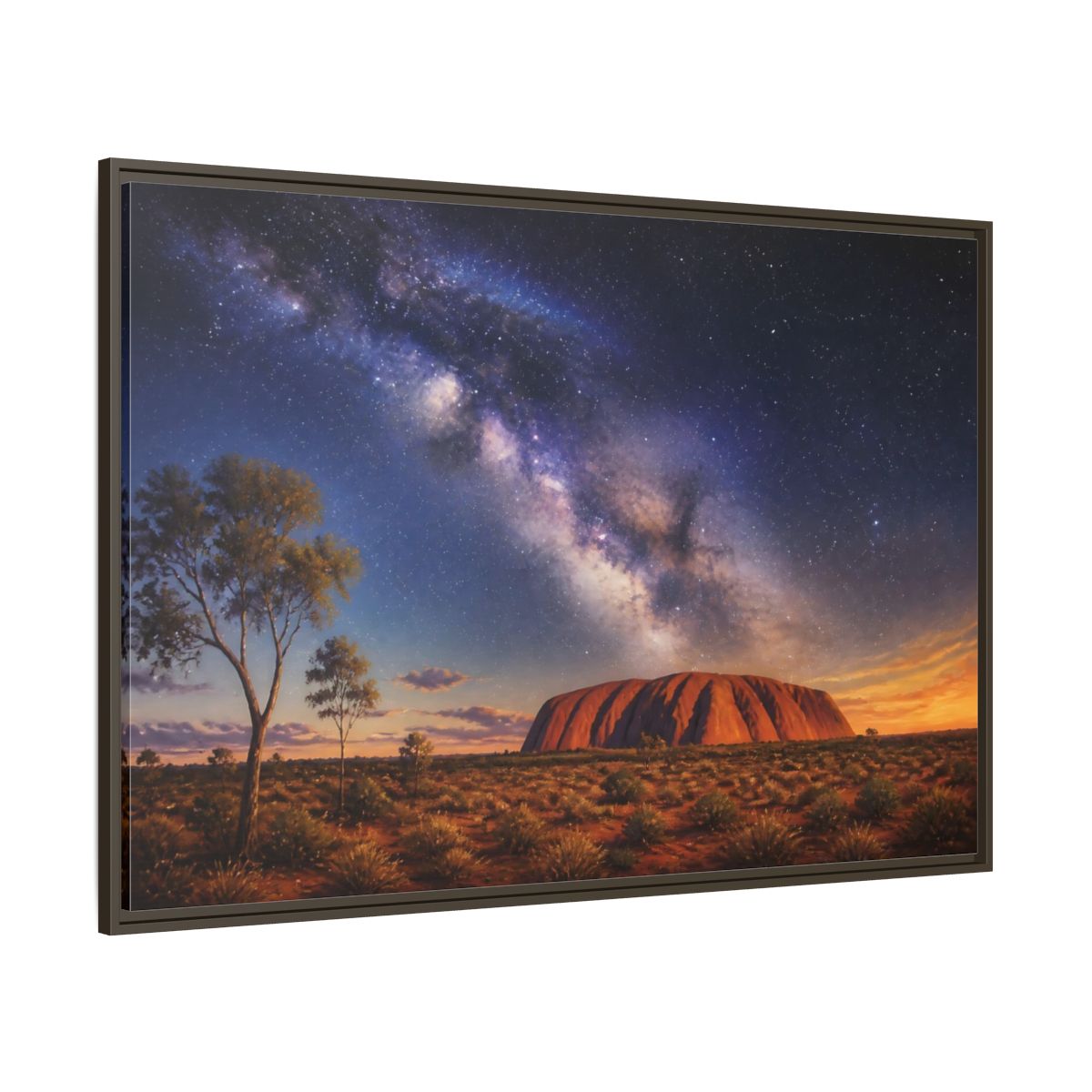 Side Mockup 8. Milky Way Above Uluru shown as framed canvas print