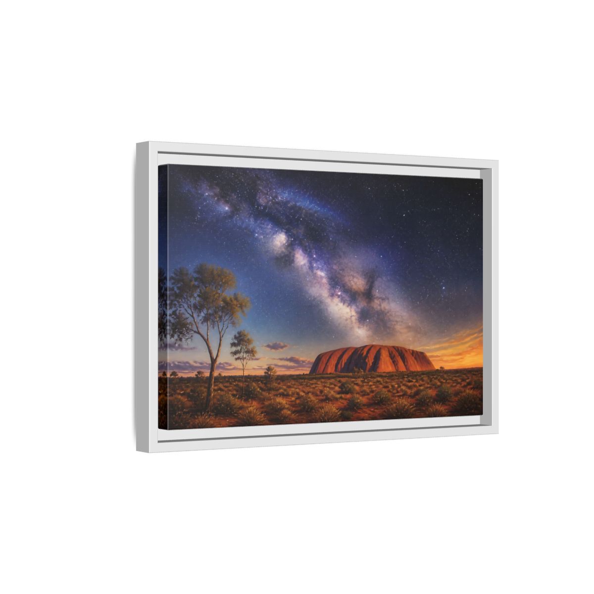 Side Mockup 4. Milky Way Above Uluru shown as framed canvas print