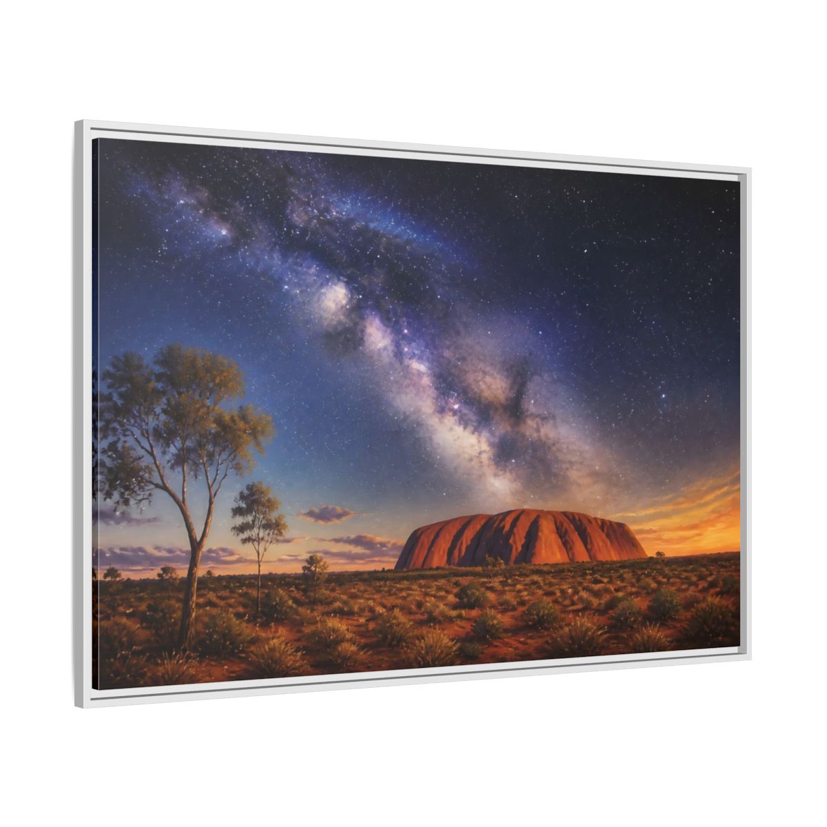 Side Mockup 7. Milky Way Above Uluru shown as framed canvas print