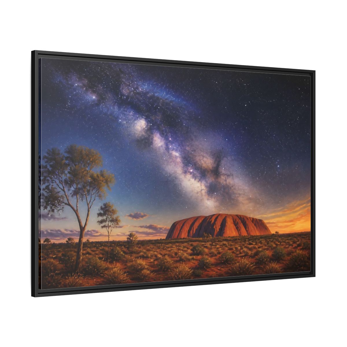 Side Mockup 12. Milky Way Above Uluru shown as framed canvas print