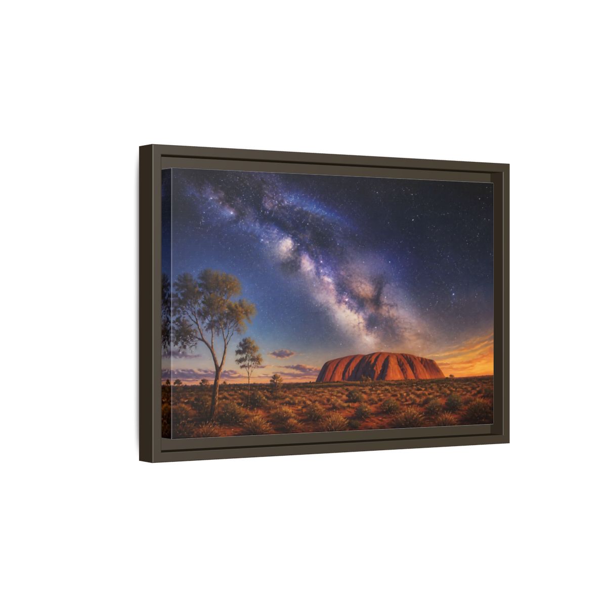 Side Mockup 5. Milky Way Above Uluru shown as framed canvas print