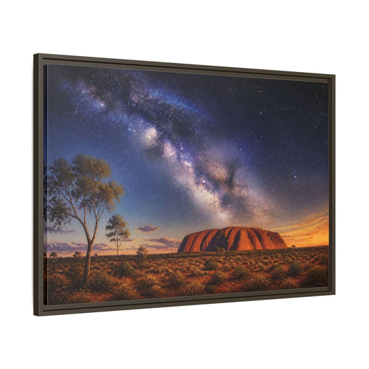 Main Mockup. Milky Way Above Uluru shown as framed canvas print