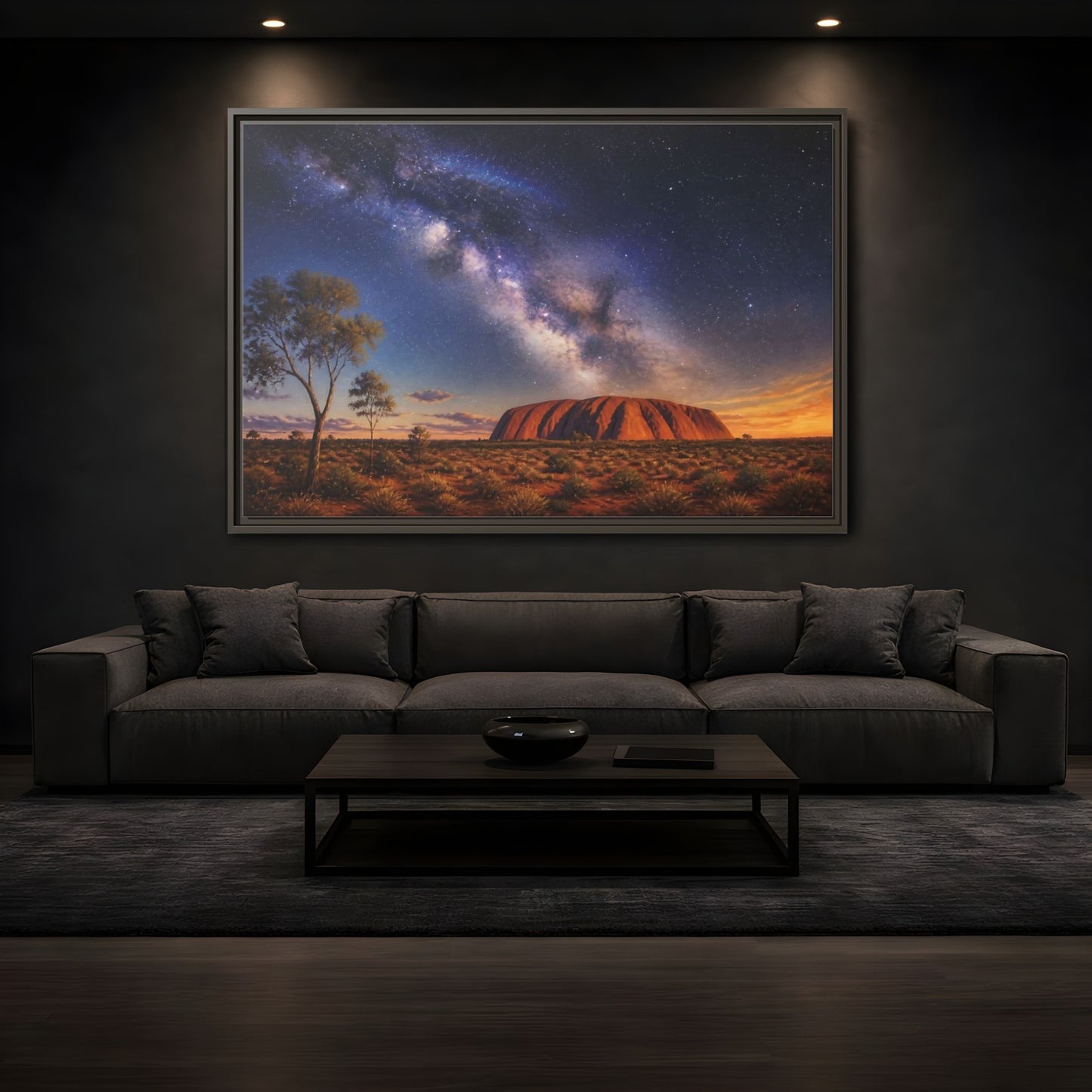 Mockup 3. Milky Way Above Uluru shown as framed canvas print