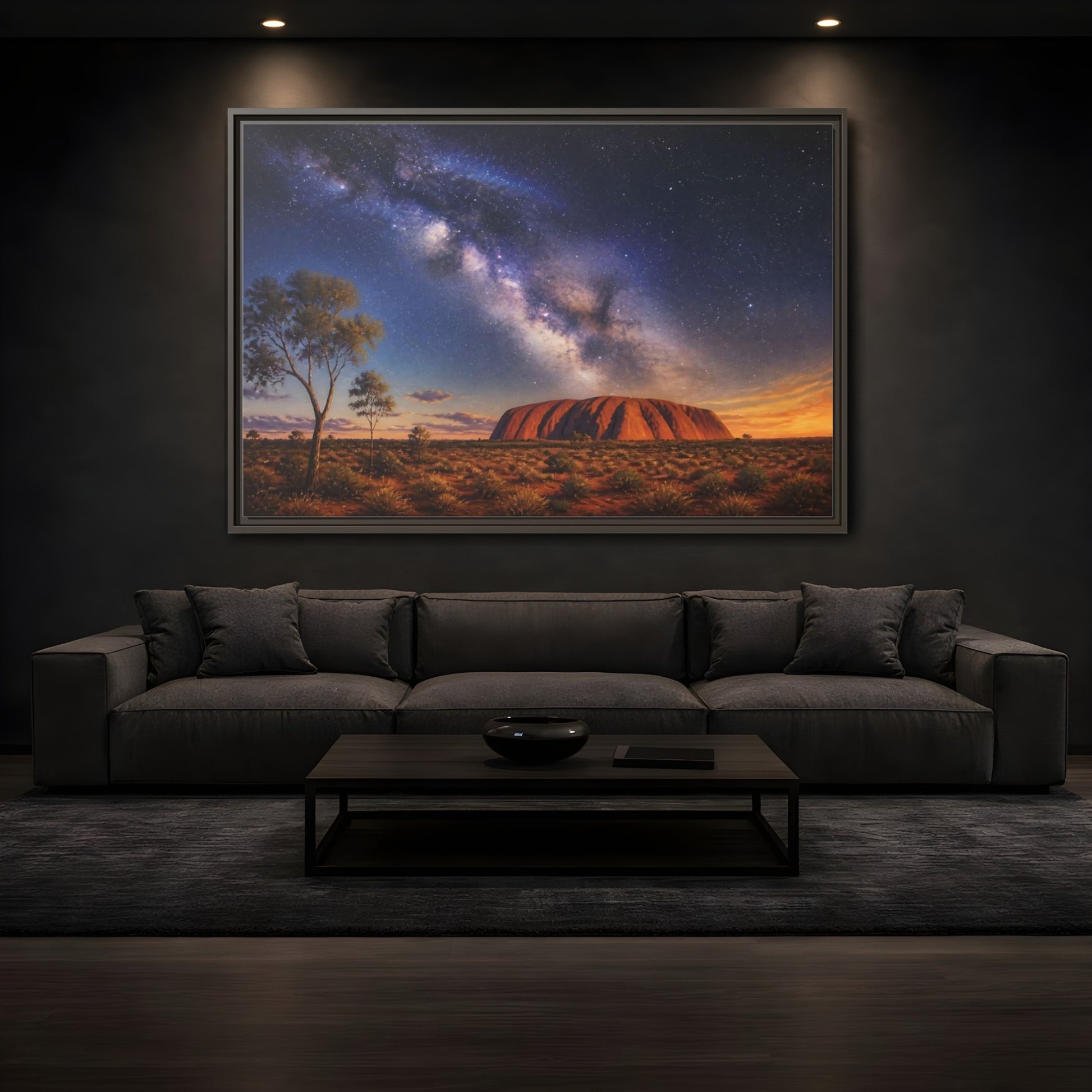 Mockup 3. Milky Way Above Uluru shown as framed canvas print