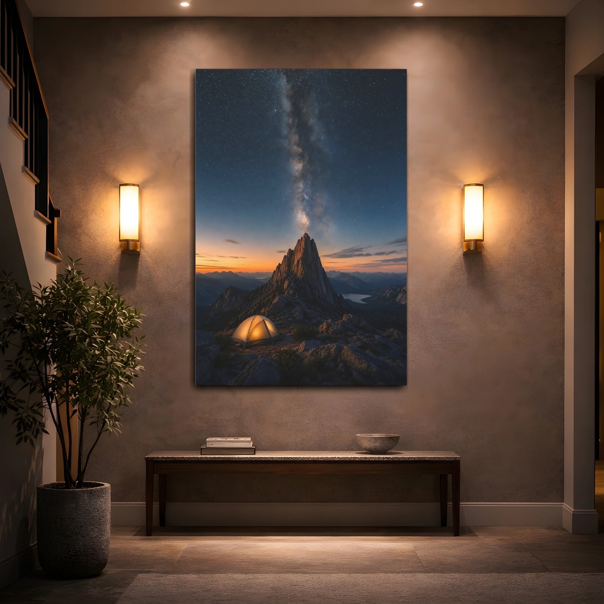 Mockup 2. Milky Way Over Mountain Camp shown as canvas print