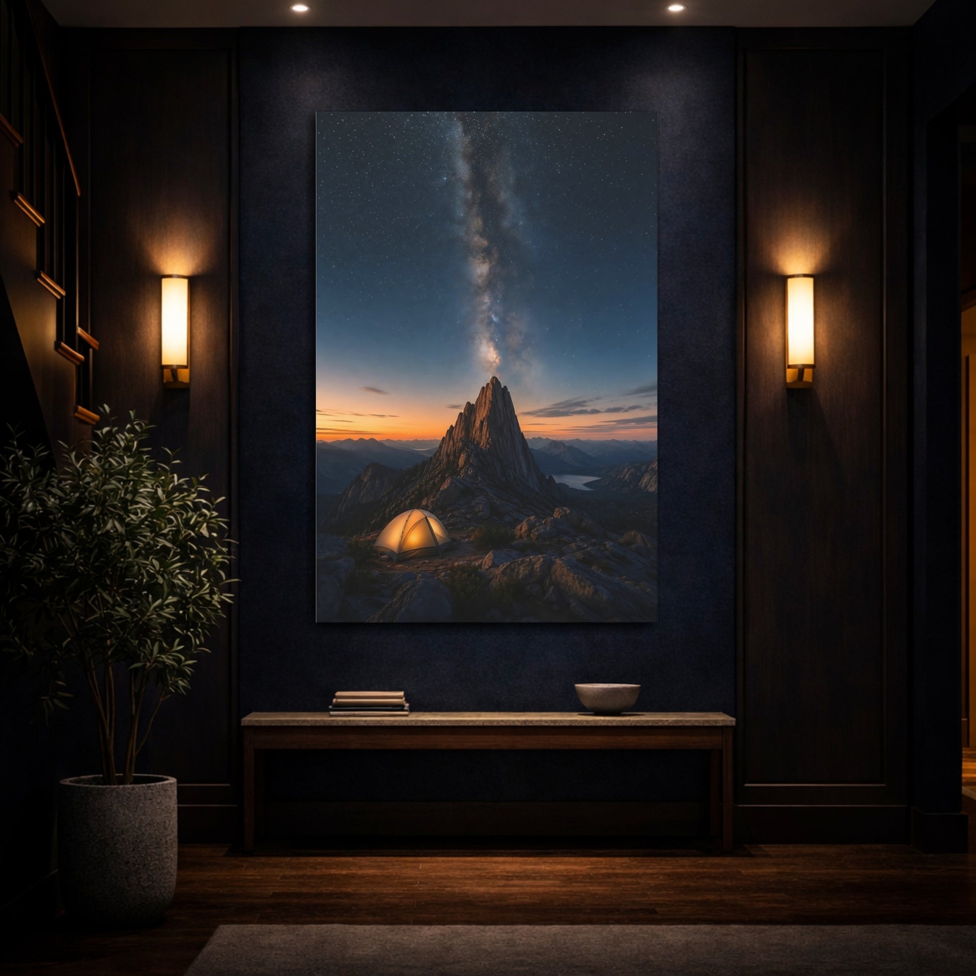 Mockup 4. Milky Way Over Mountain Camp shown as canvas print
