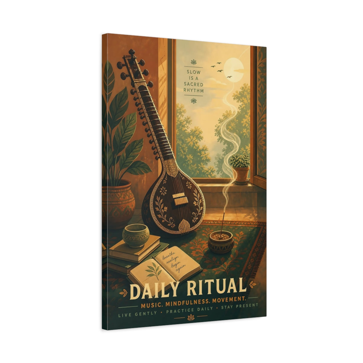 Side Mockup 2. Mindful Music Ritual shown as canvas print