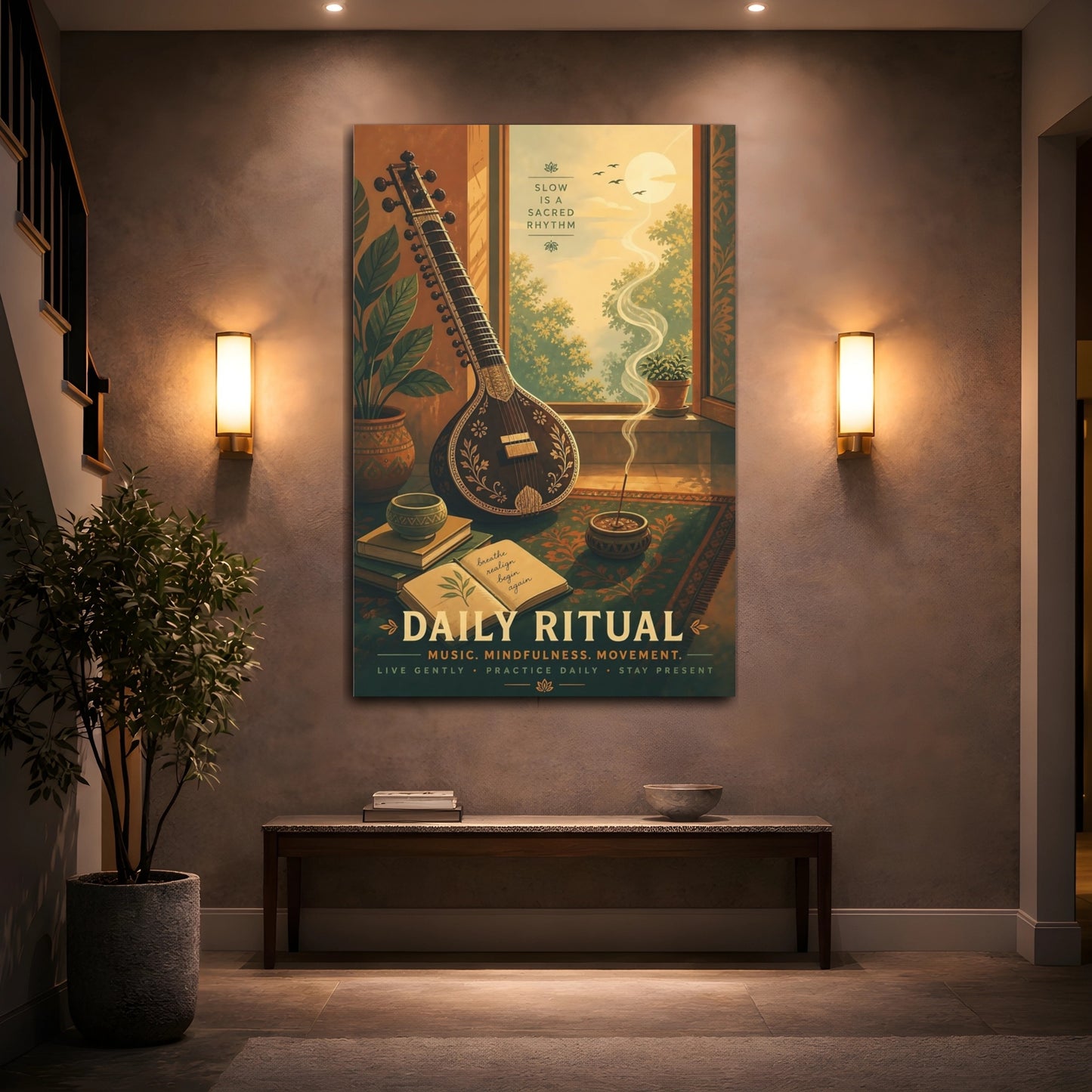 Mockup 2. Mindful Music Ritual shown as canvas print