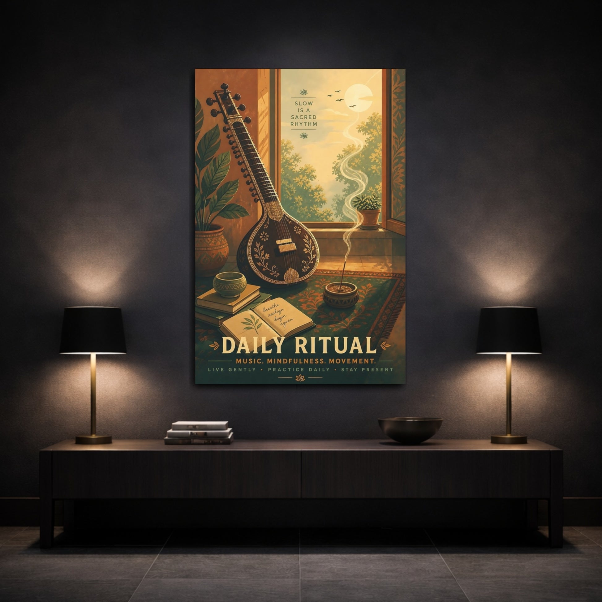 Mockup 3. Mindful Music Ritual shown as canvas print