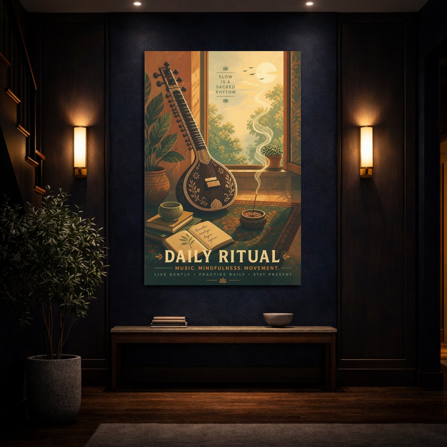 Mockup 4. Mindful Music Ritual shown as canvas print