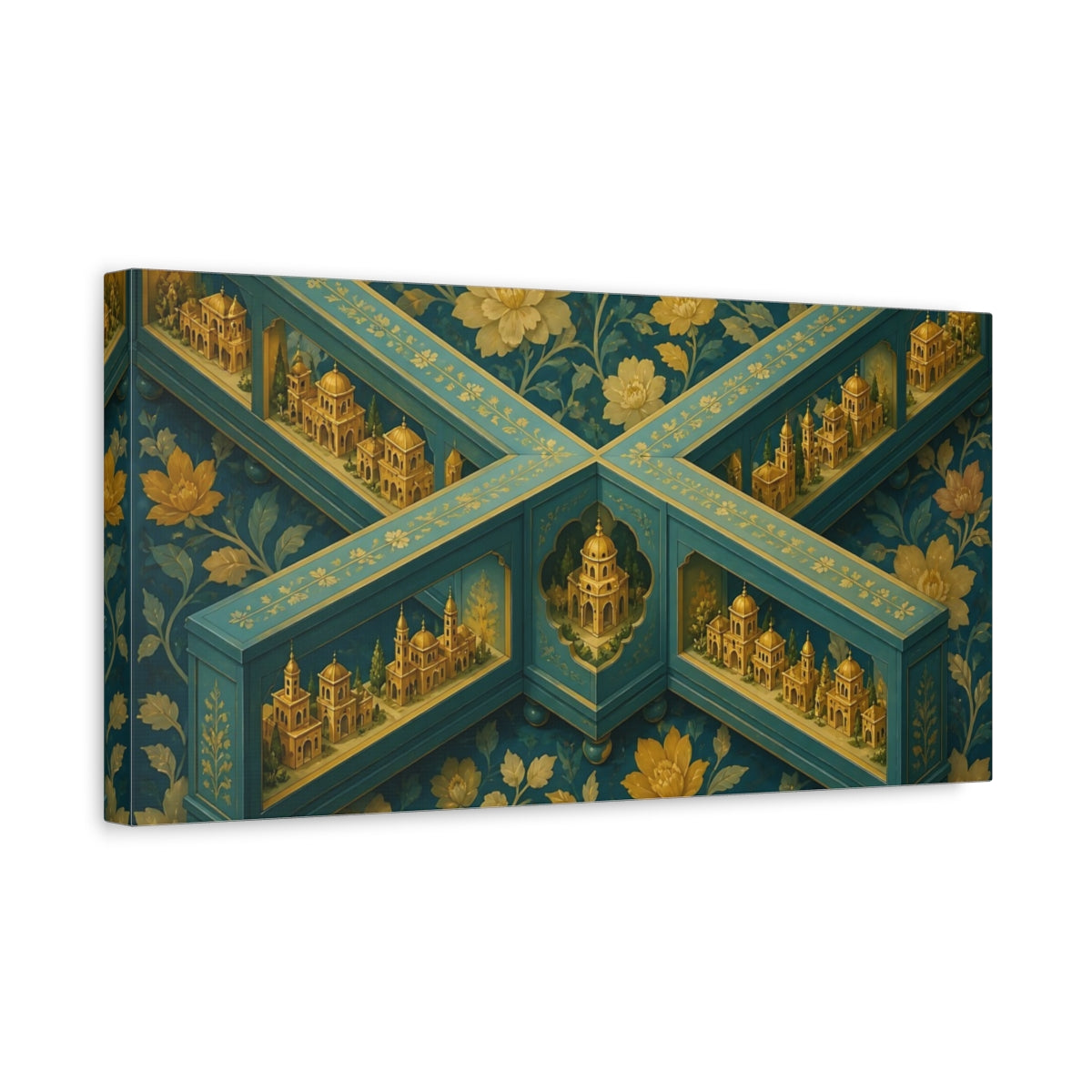 Side Mockup 3. Miniature Golden Village shown as canvas print