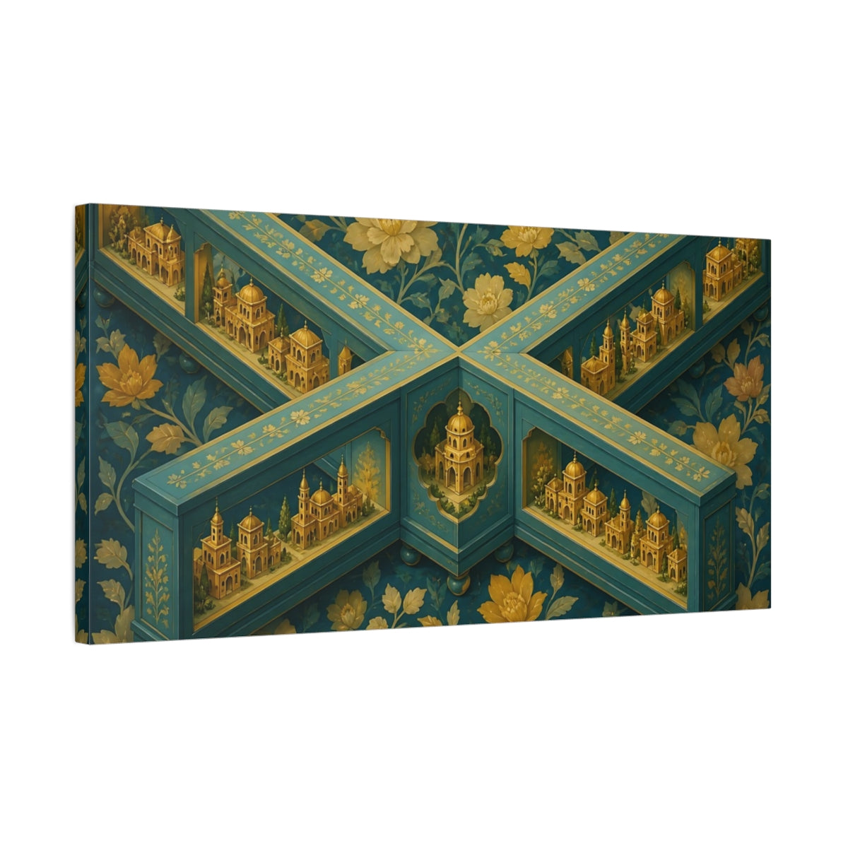 Side Mockup 1. Miniature Golden Village shown as canvas print