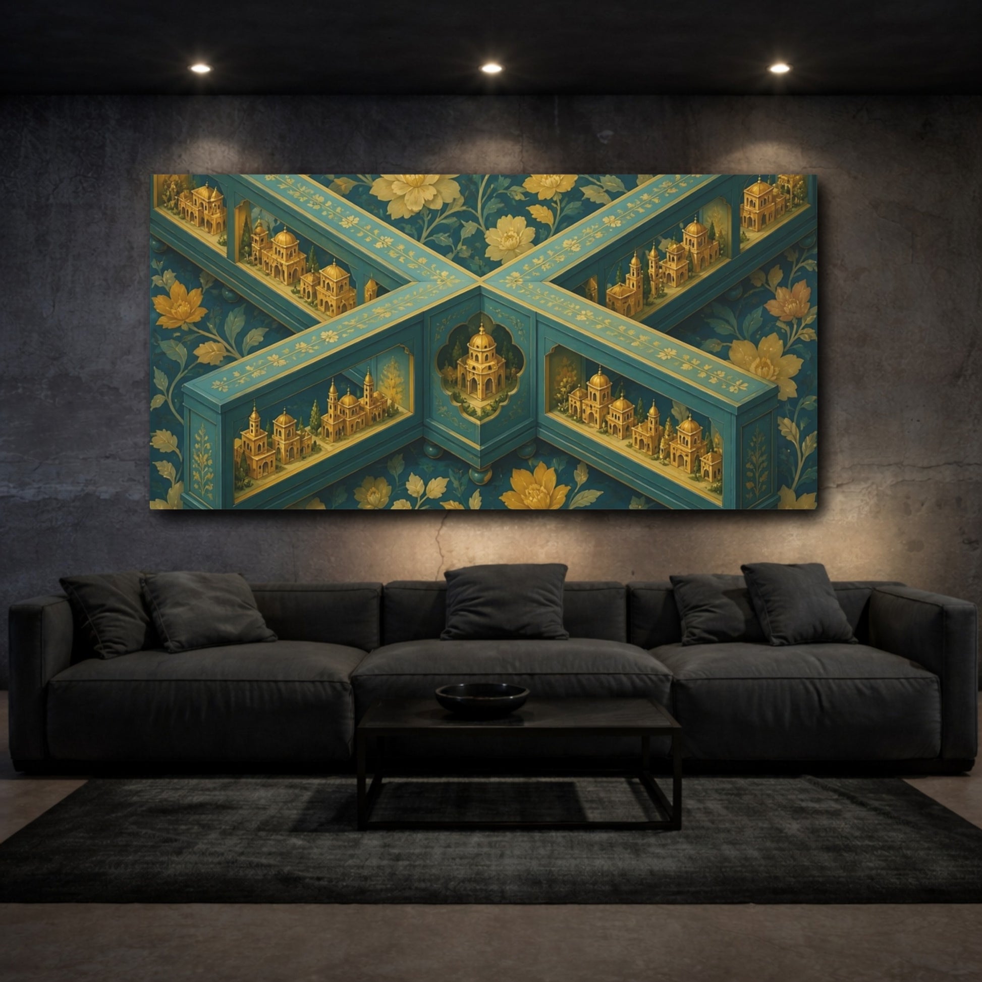 Mockup 3. Miniature Golden Village shown as canvas print