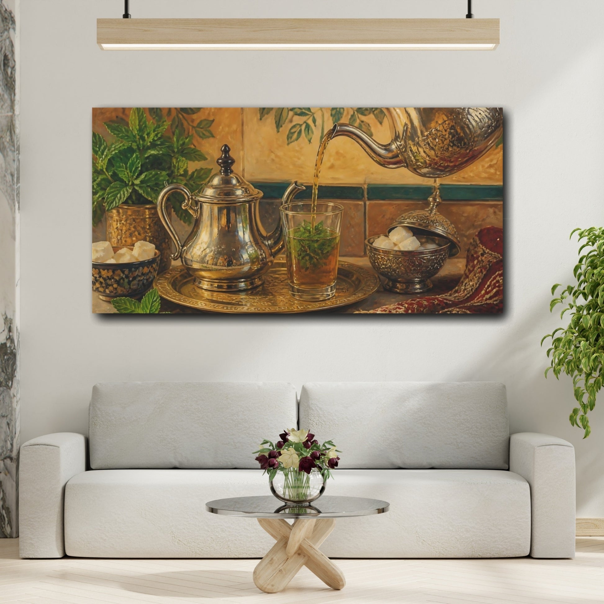 Mockup 2. Mint Tea Silver Set shown as canvas print