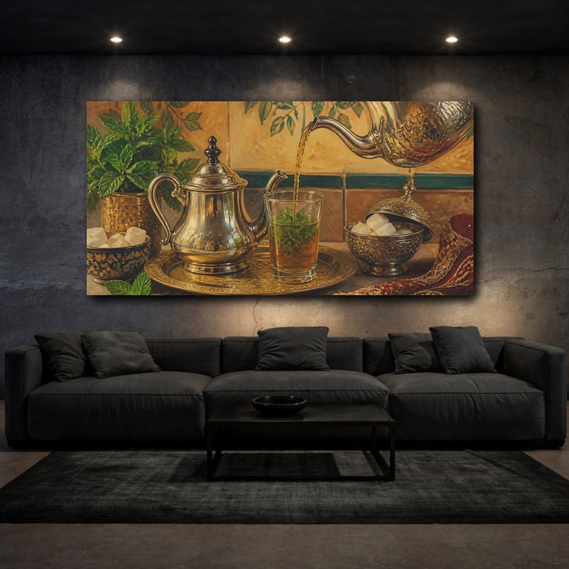 Mockup 3. Mint Tea Silver Set shown as canvas print