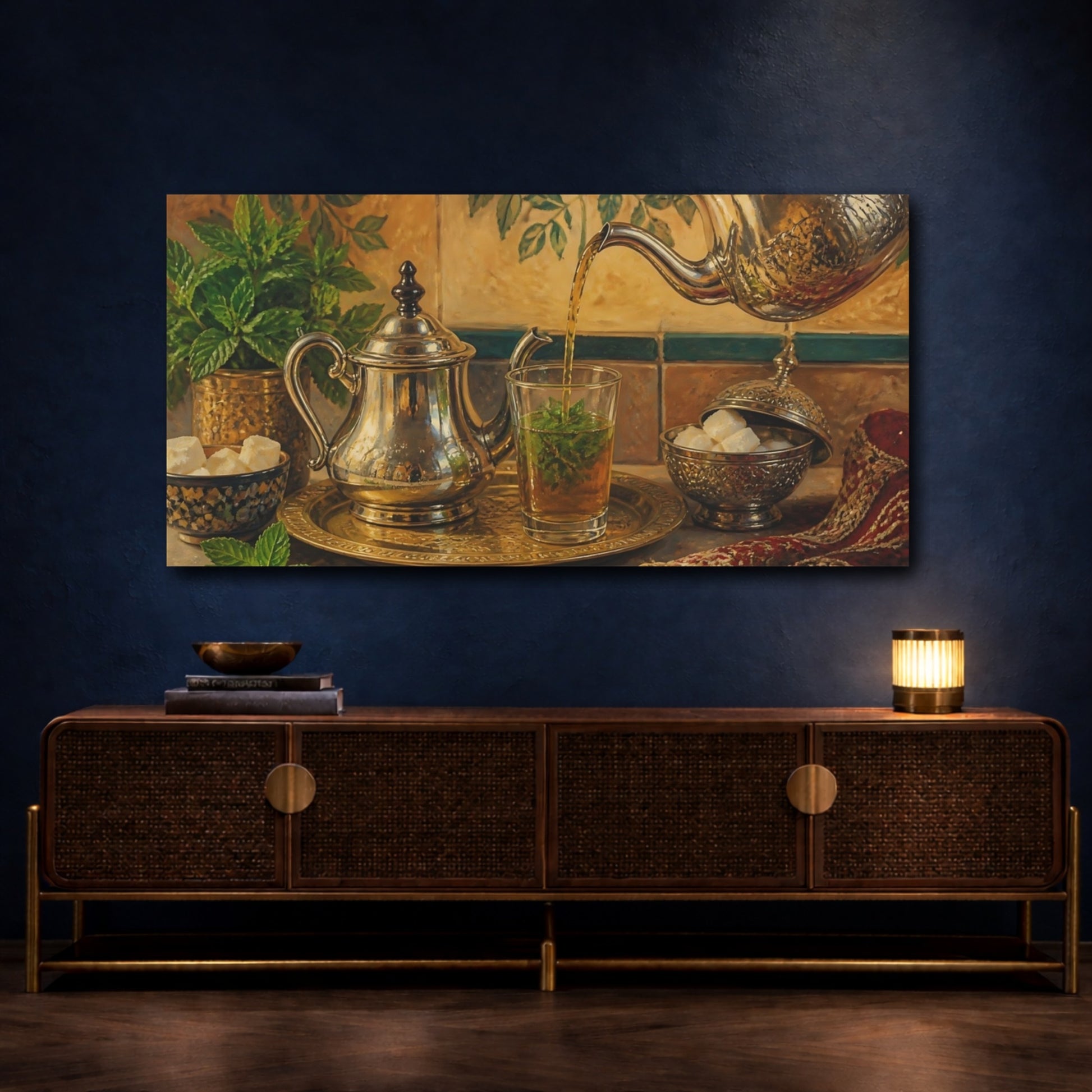 Mockup 4. Mint Tea Silver Set shown as canvas print