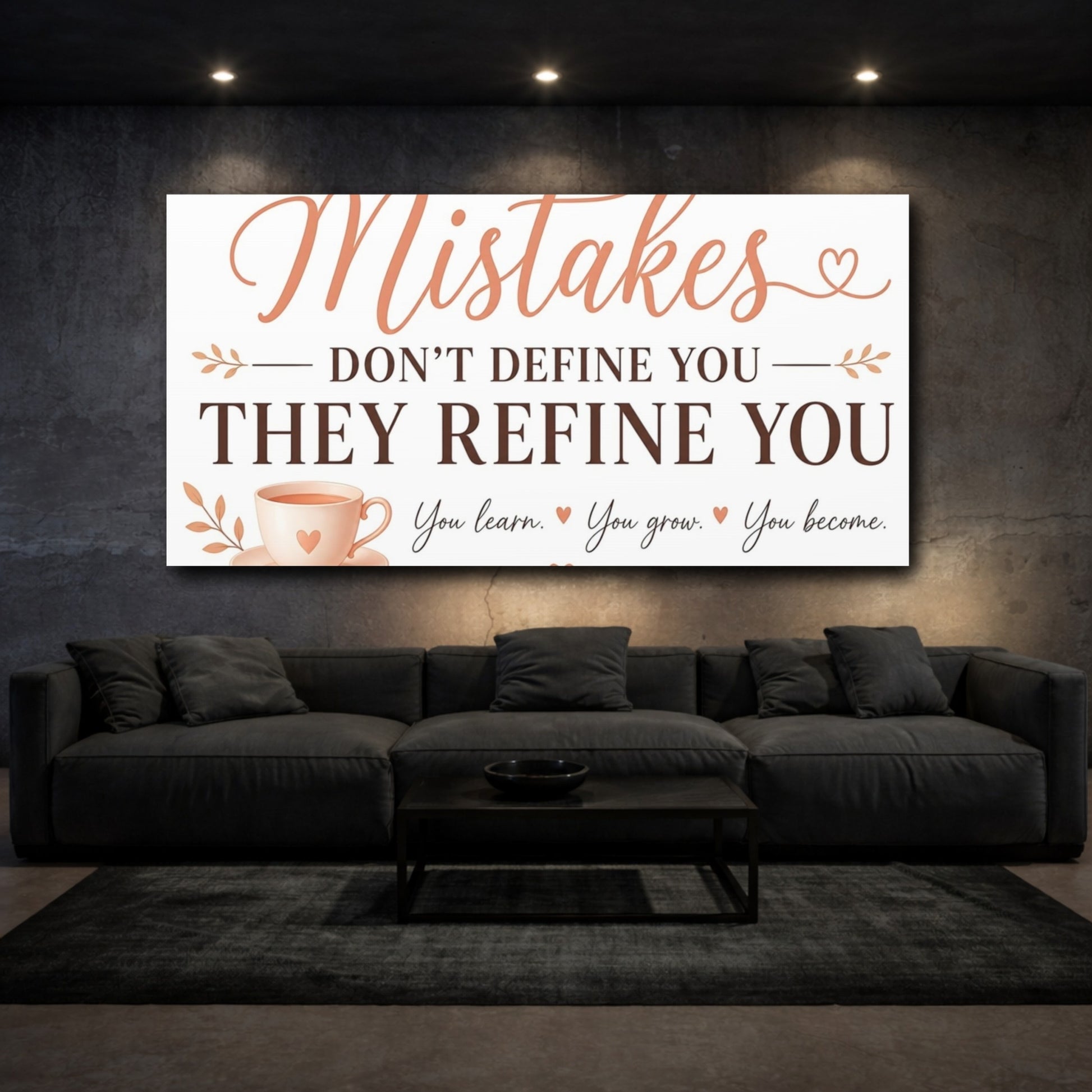 Mockup 3. Mistakes Refine You shown as canvas print