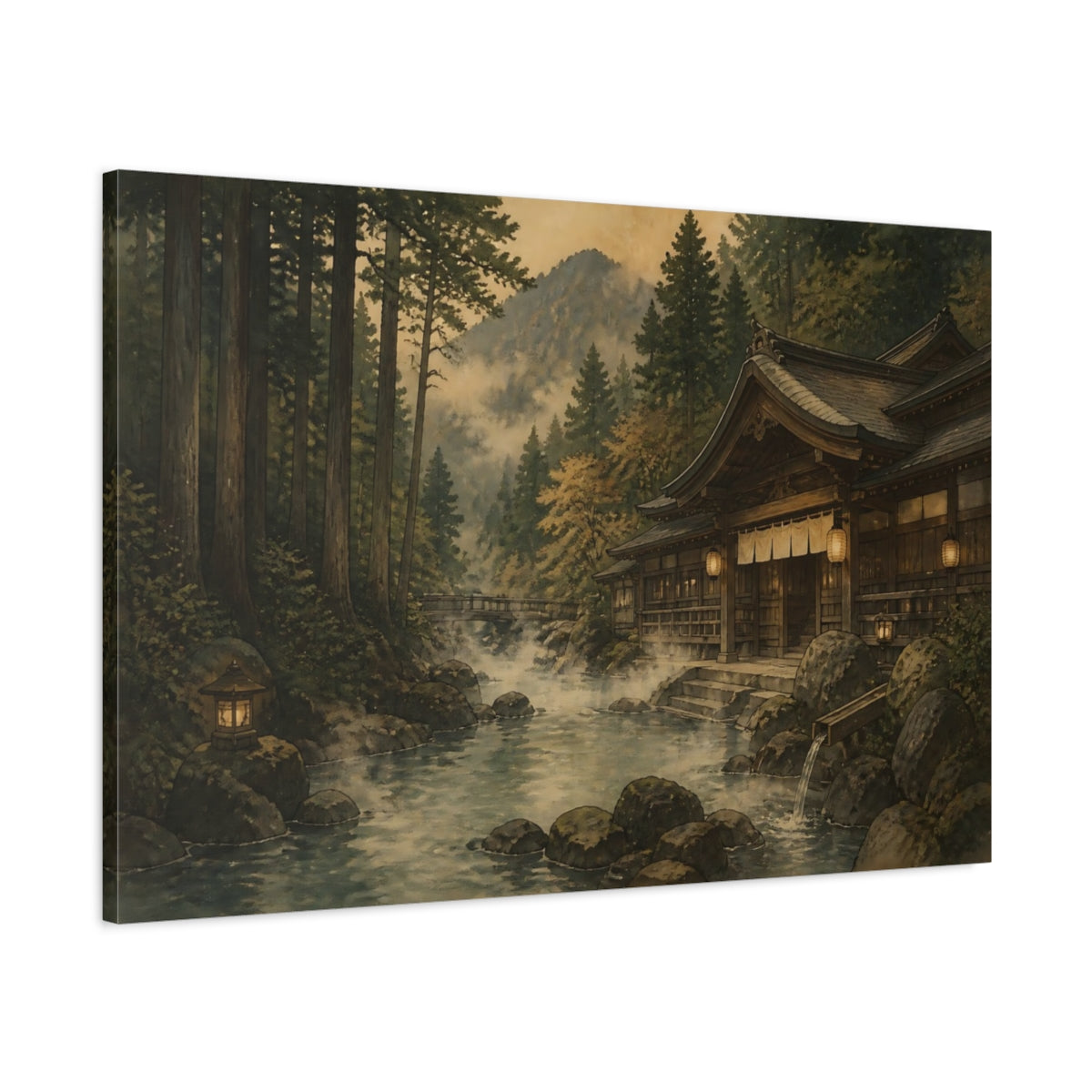 Main Mockup. Misty Cedar Bathhouse shown as canvas print