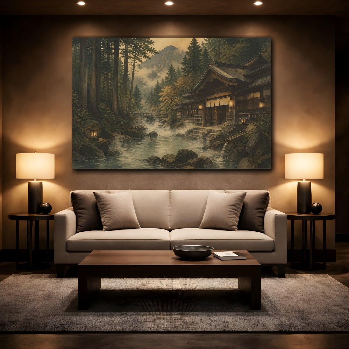 Mockup 2. Misty Cedar Bathhouse shown as canvas print