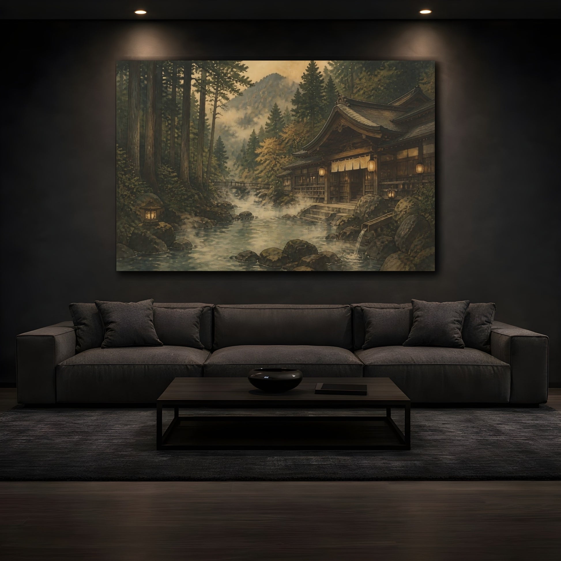 Mockup 3. Misty Cedar Bathhouse shown as canvas print