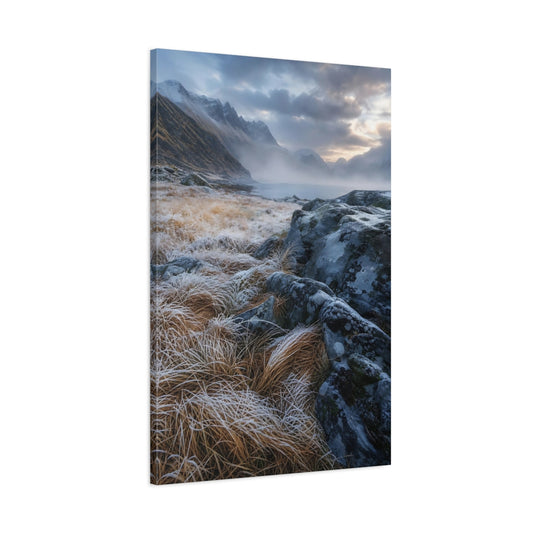 Main Mockup. Misty Fjord Morning shown as canvas print