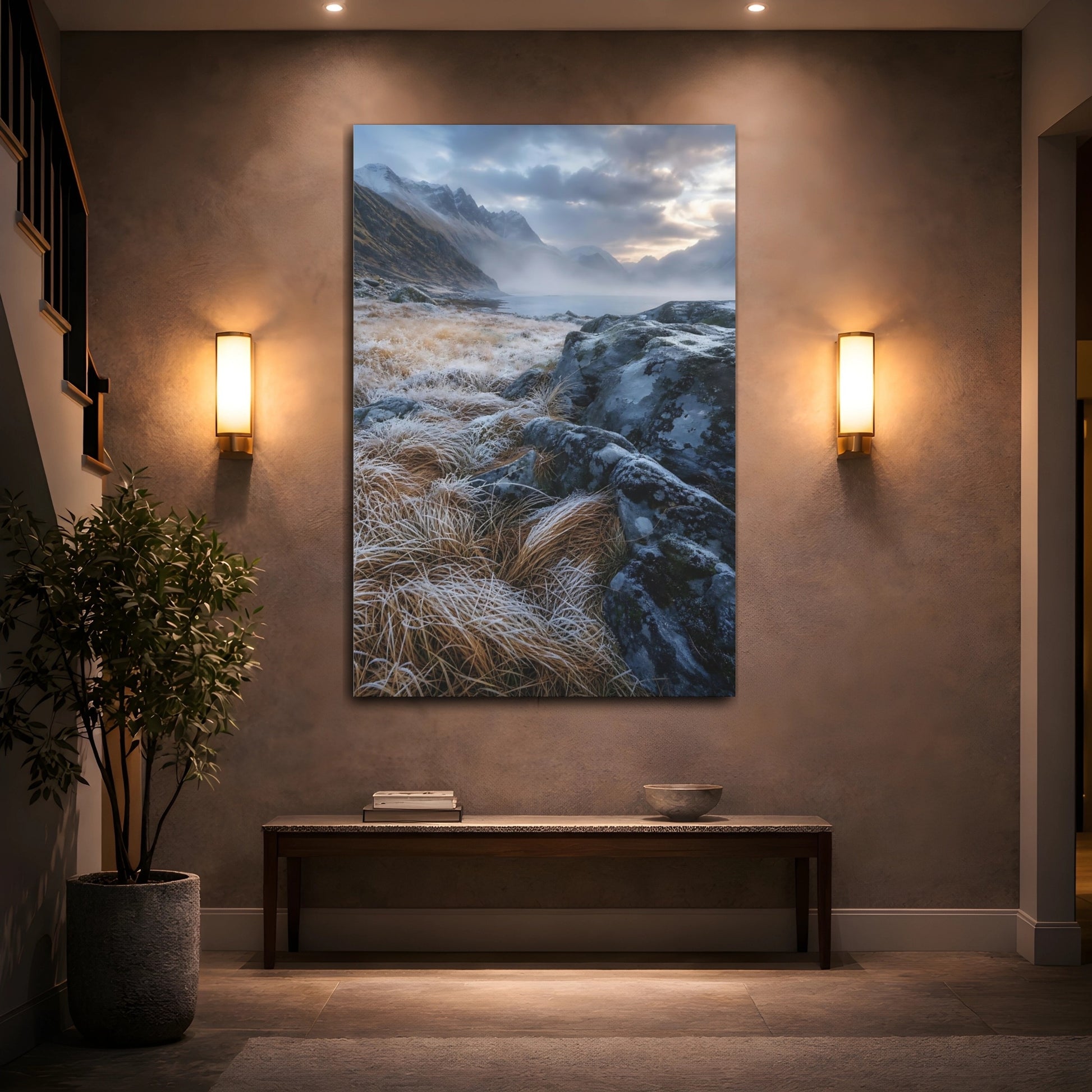Mockup 2. Misty Fjord Morning shown as canvas print