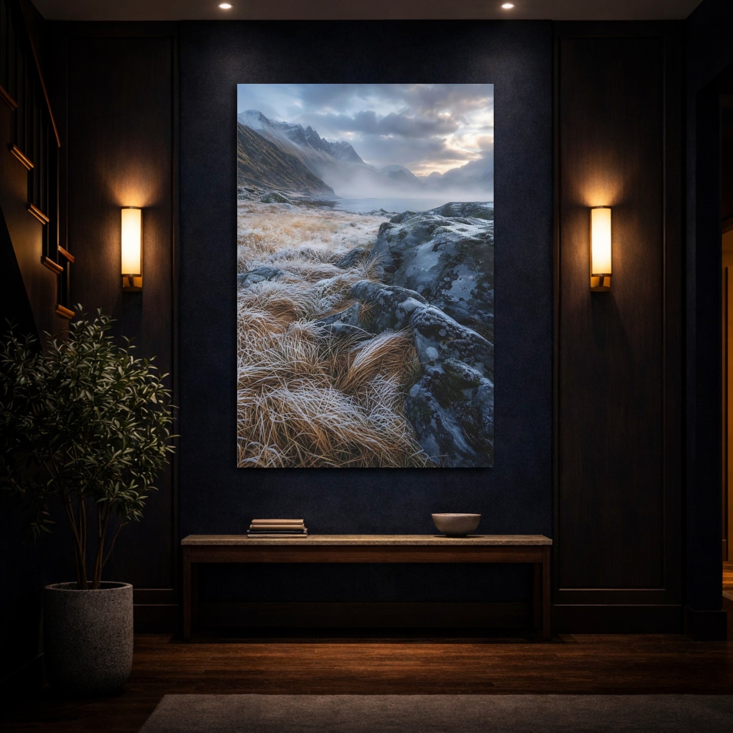 Mockup 4. Misty Fjord Morning shown as canvas print
