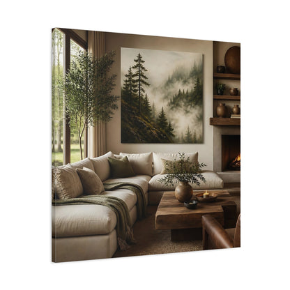 Main Mockup. Misty Forest Landscape shown as canvas print