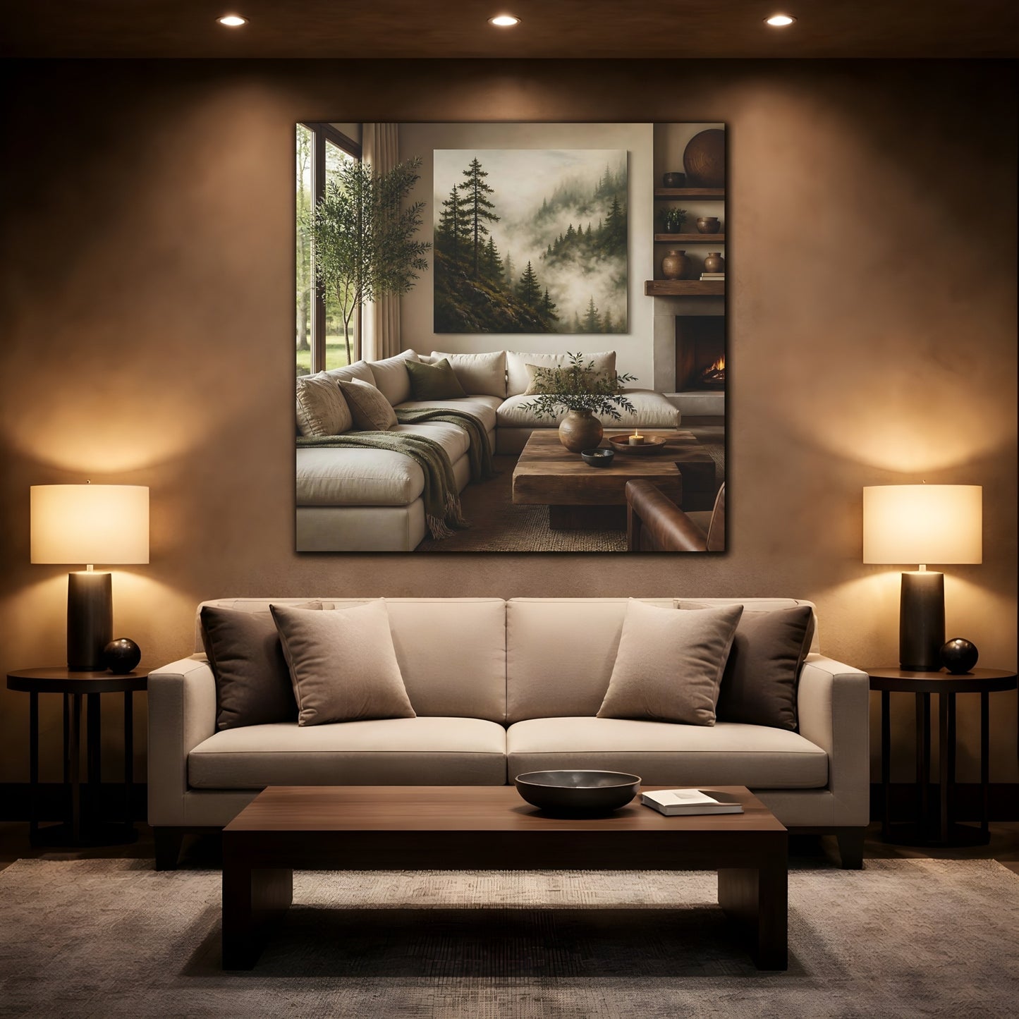 Mockup 2. Misty Forest Landscape shown as canvas print