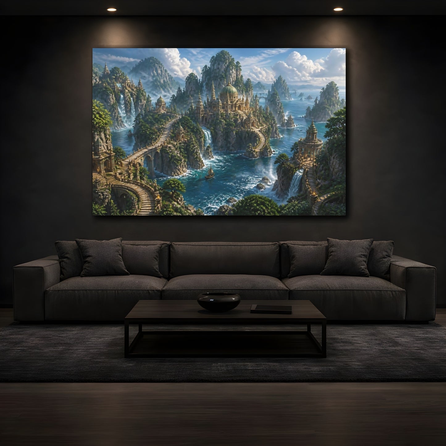 Mockup 3. Misty Island Temples shown as canvas print