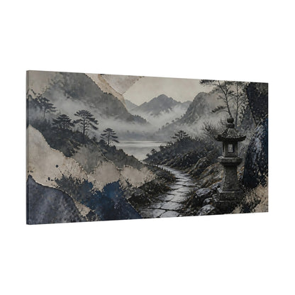 Side Mockup 2. Misty Lantern Path shown as canvas print