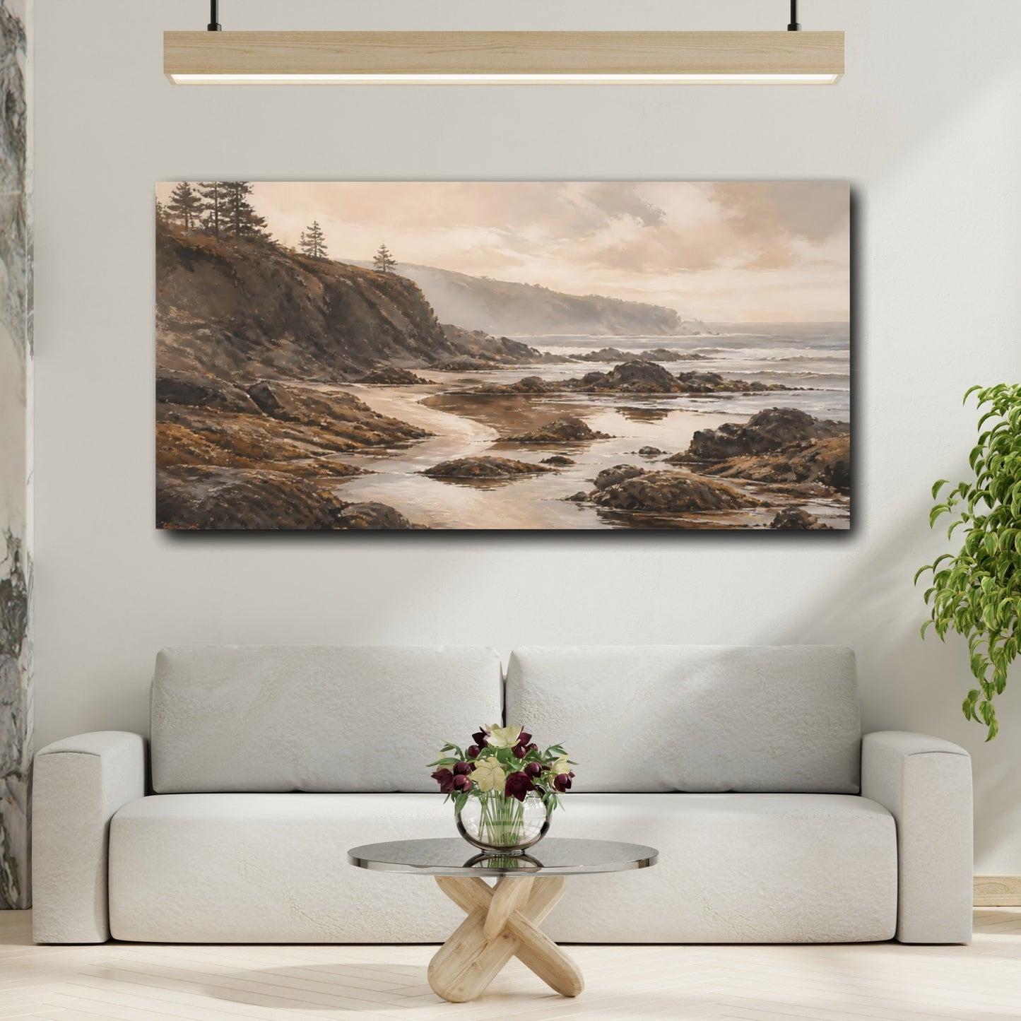 Mockup 2. Misty Rocky Shoreline shown as canvas print