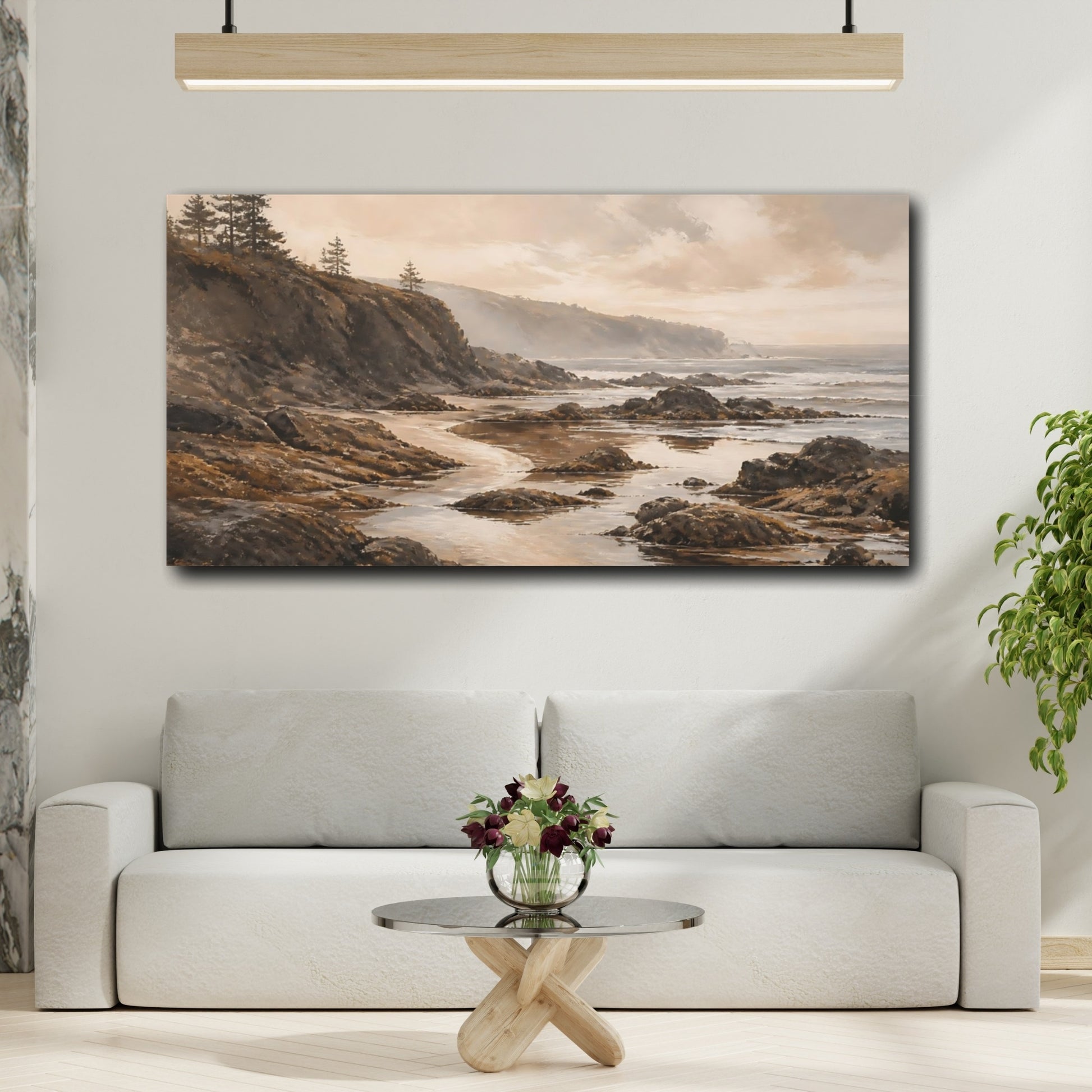 Mockup 2. Misty Rocky Shoreline shown as canvas print