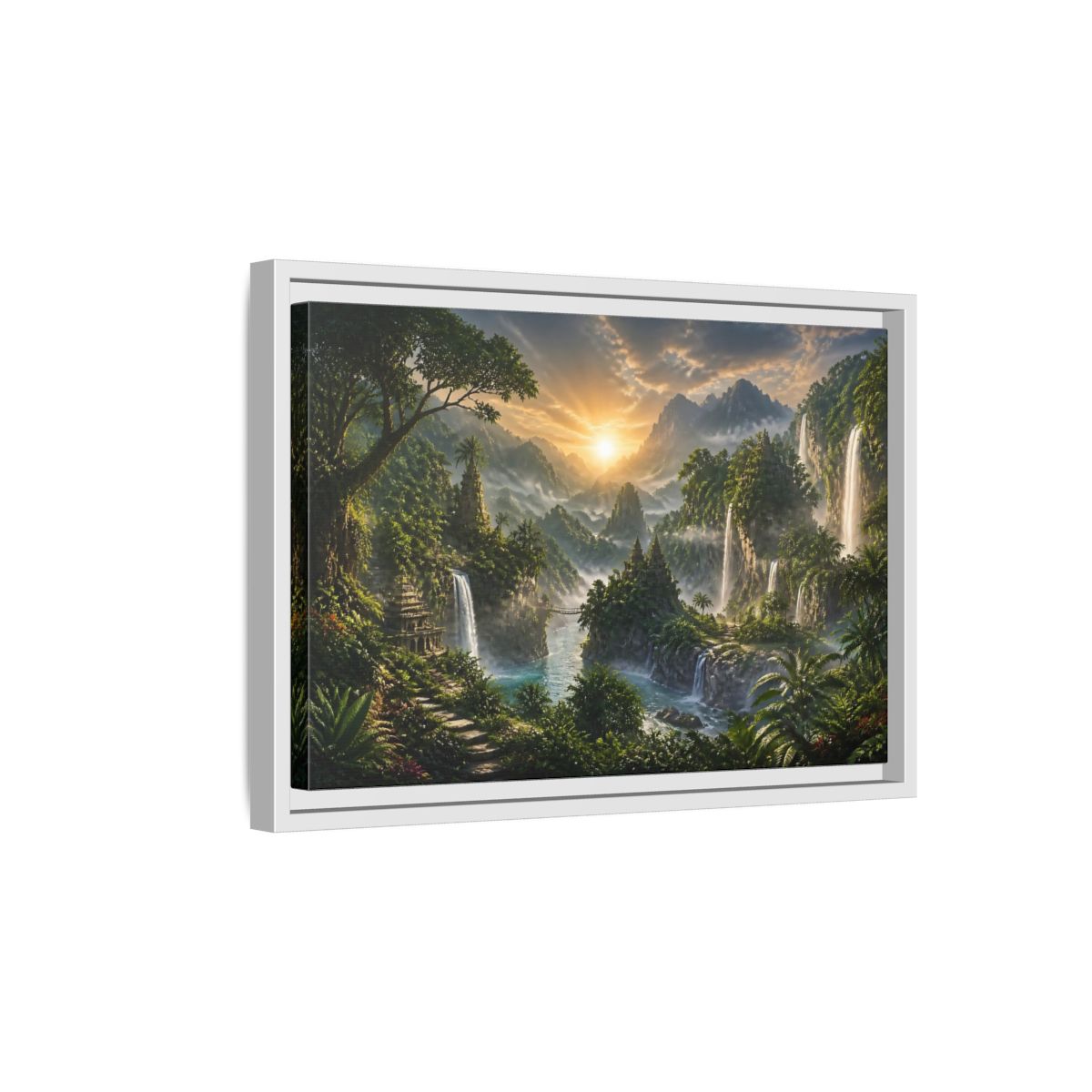 Side Mockup 4. Misty Sunrise Temple Valley shown as framed canvas print