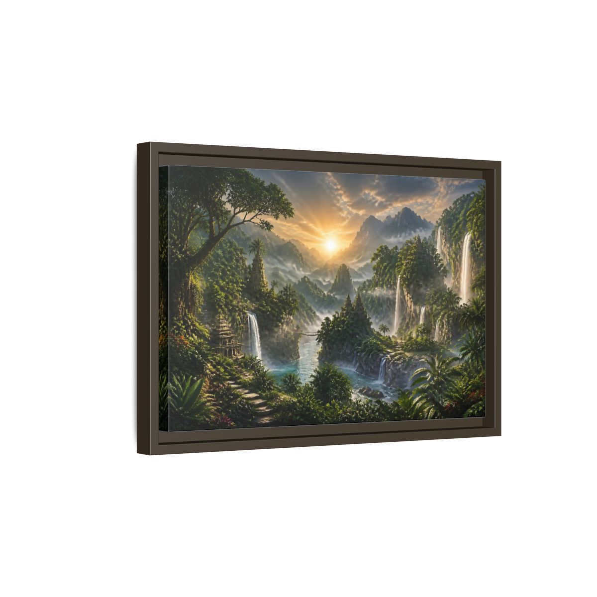 Side Mockup 5. Misty Sunrise Temple Valley shown as framed canvas print