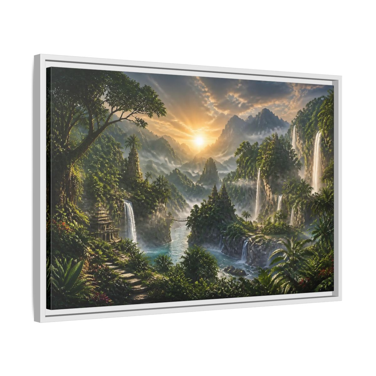 Side Mockup 10. Misty Sunrise Temple Valley shown as framed canvas print