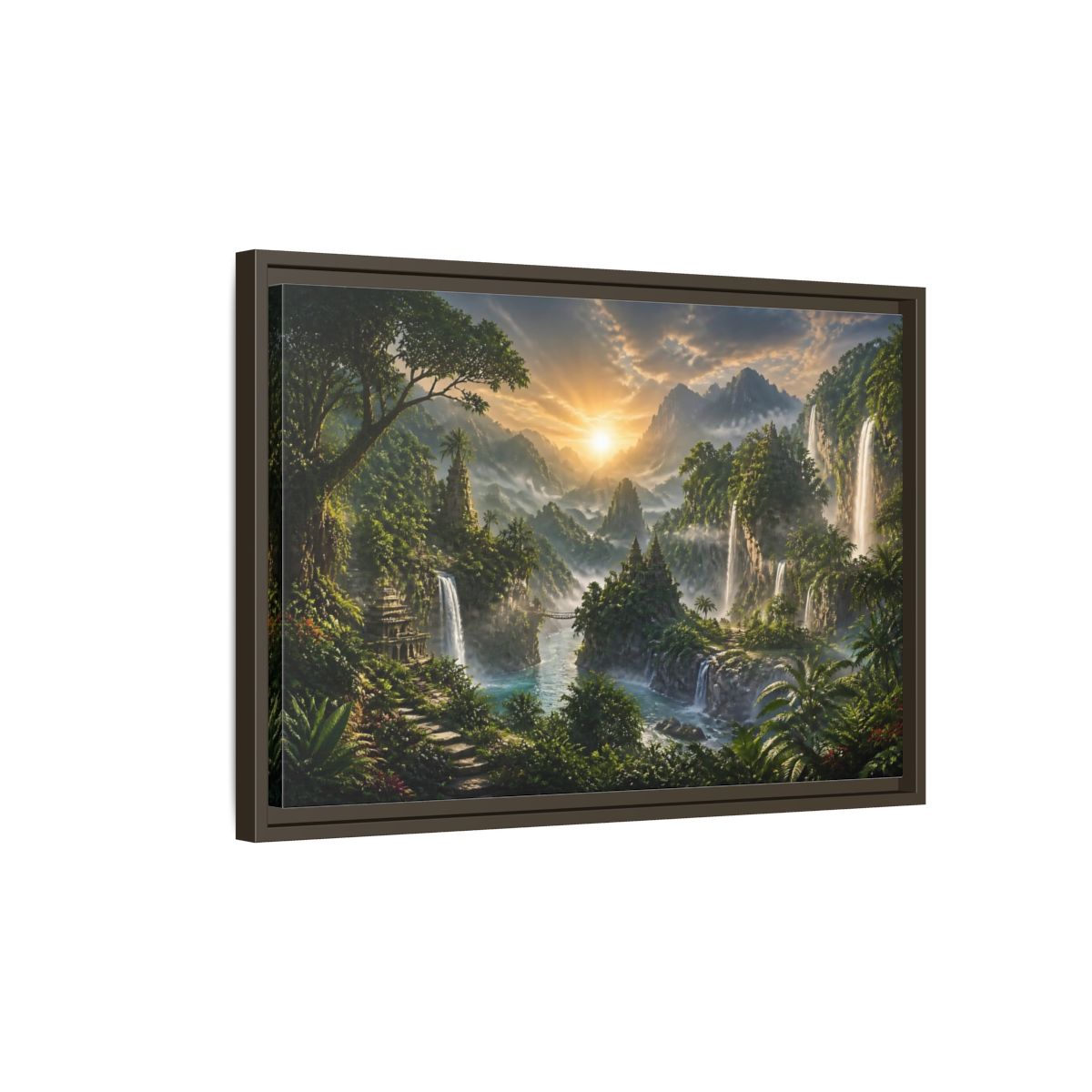 Side Mockup 2. Misty Sunrise Temple Valley shown as framed canvas print