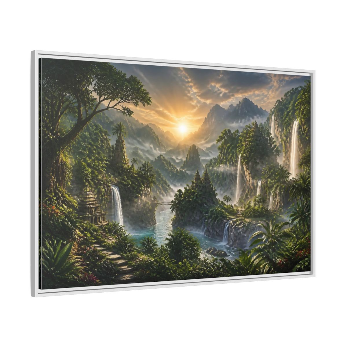Side Mockup 7. Misty Sunrise Temple Valley shown as framed canvas print