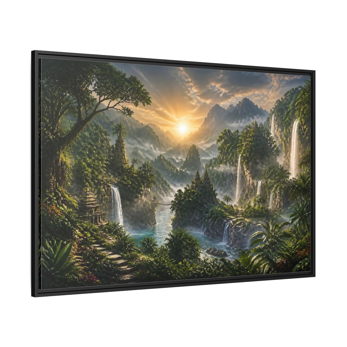 Side Mockup 12. Misty Sunrise Temple Valley shown as framed canvas print