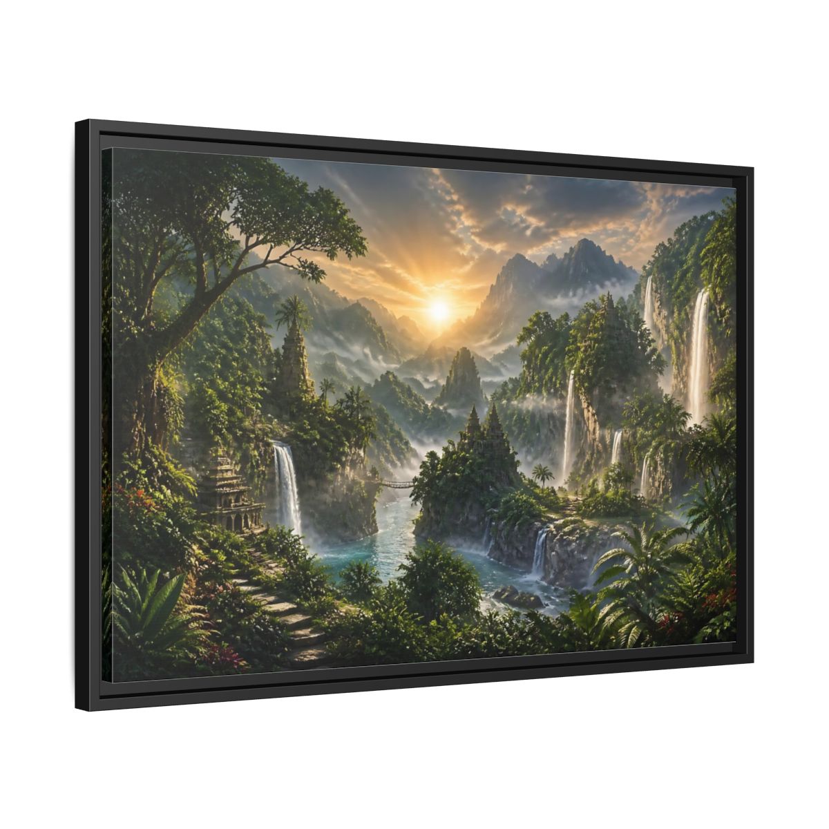 Side Mockup 14. Misty Sunrise Temple Valley shown as framed canvas print