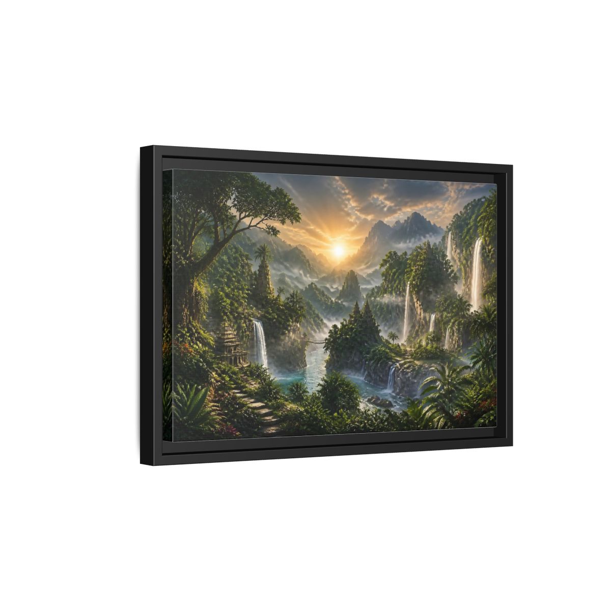 Side Mockup 6. Misty Sunrise Temple Valley shown as framed canvas print