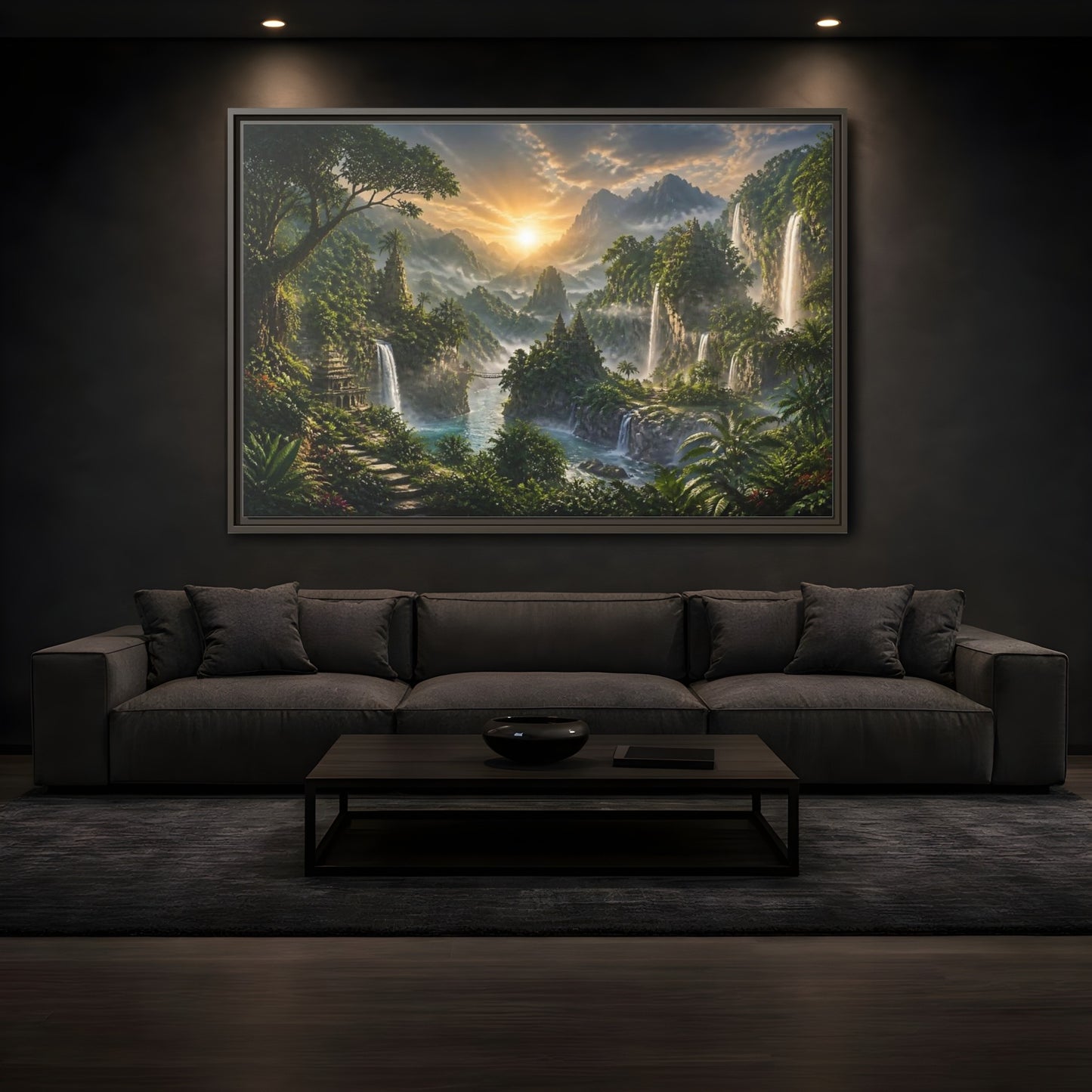 Mockup 3. Misty Sunrise Temple Valley shown as framed canvas print
