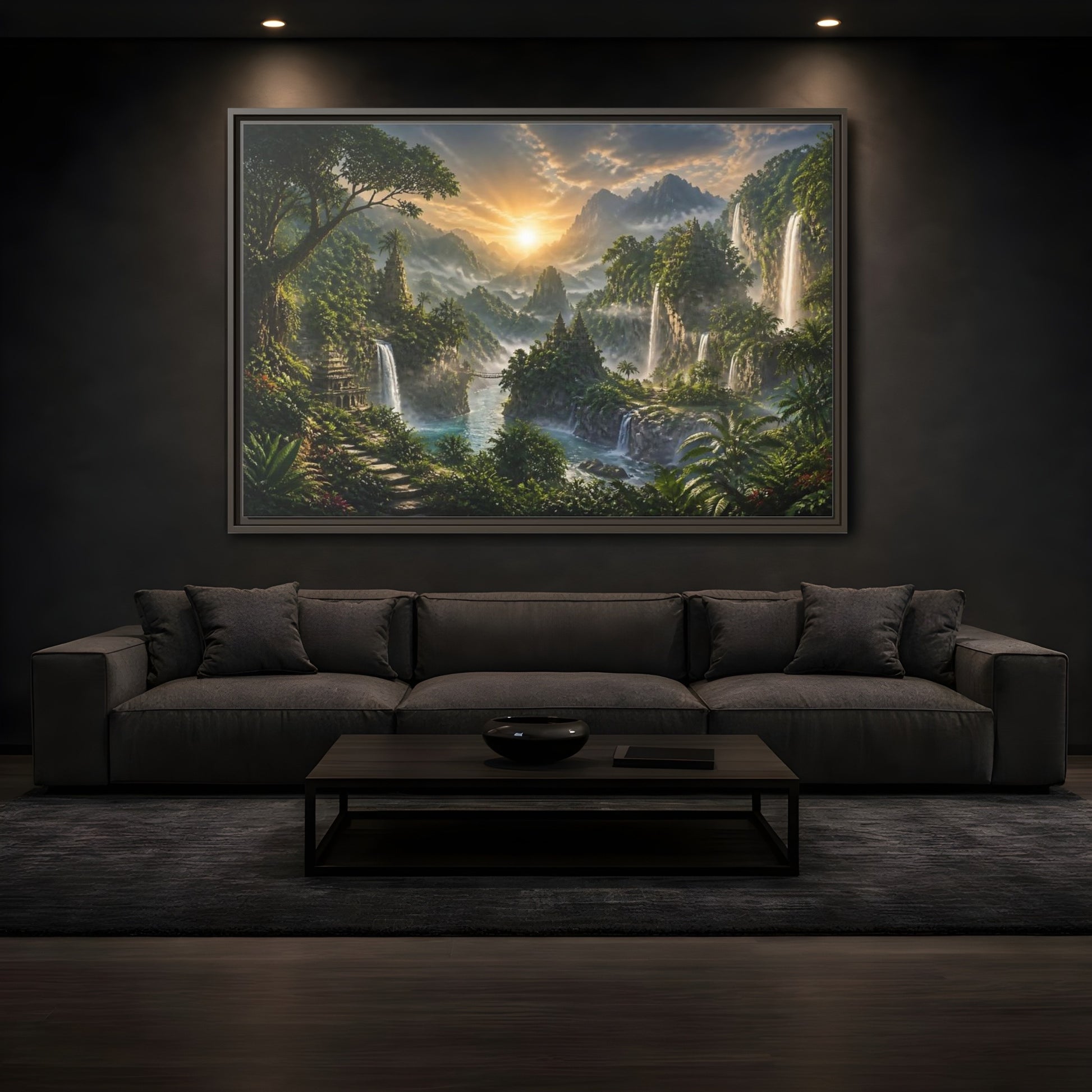 Mockup 3. Misty Sunrise Temple Valley shown as framed canvas print